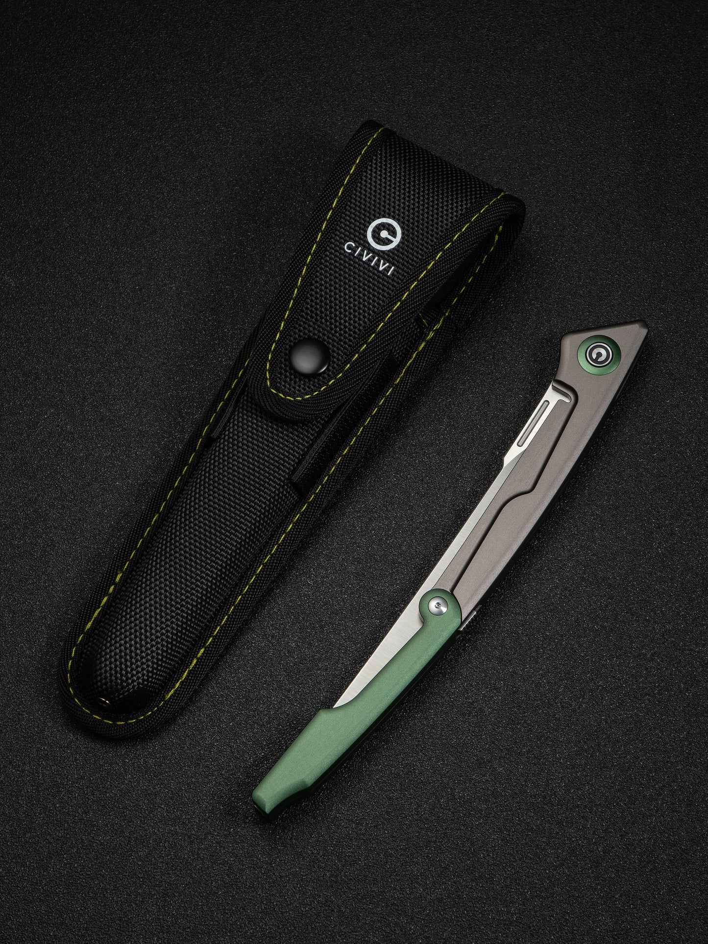 Civivi Shawka 5.81" Sandvik 14C28N Green Aluminium Folding Fillet Knife with Sheath C22029B-3