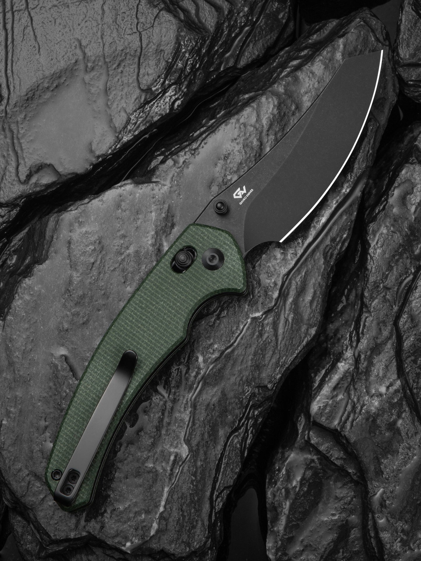 Civivi Sixgill 3.41" Nitro-V Green Canvas Micarta Crossbar Lock Folding Knife by Gavko Knives C24050-3