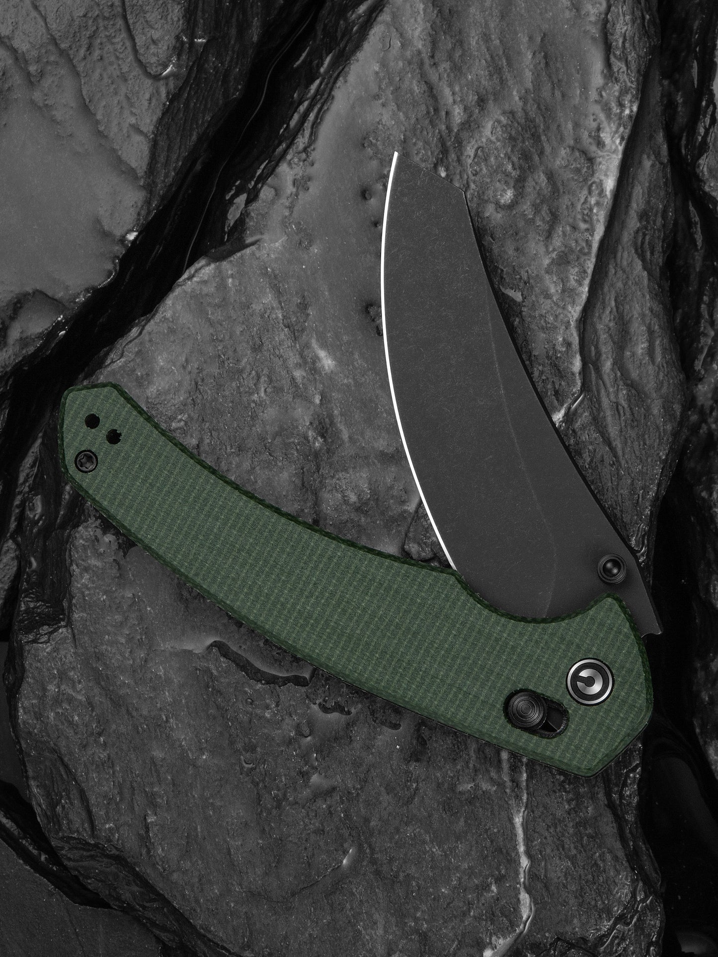 Civivi Sixgill 3.41" Nitro-V Green Canvas Micarta Crossbar Lock Folding Knife by Gavko Knives C24050-3