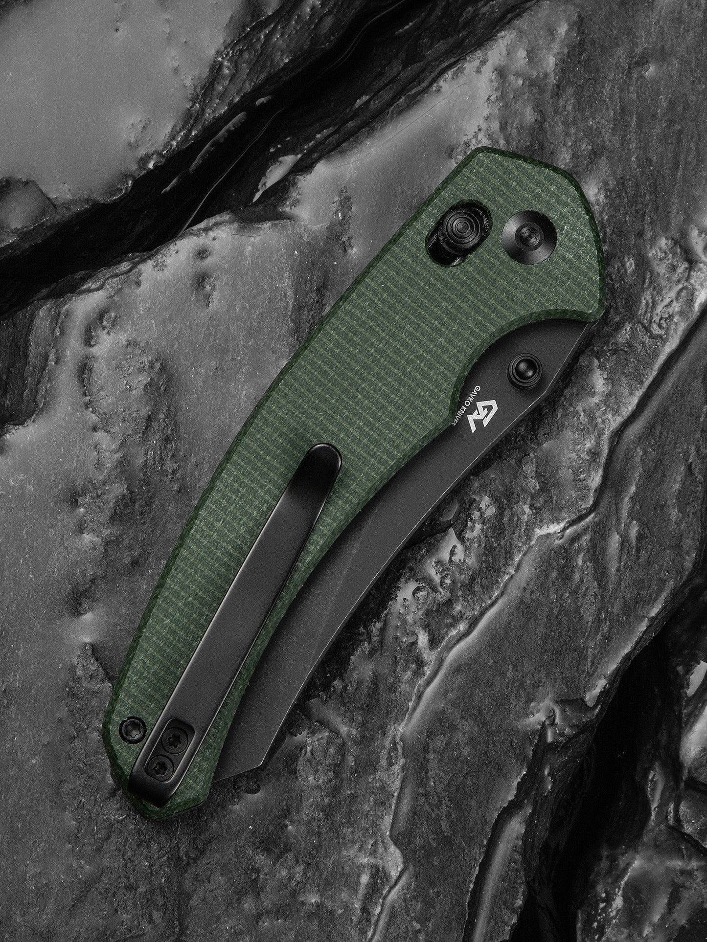 Civivi Sixgill 3.41" Nitro-V Green Canvas Micarta Crossbar Lock Folding Knife by Gavko Knives C24050-3