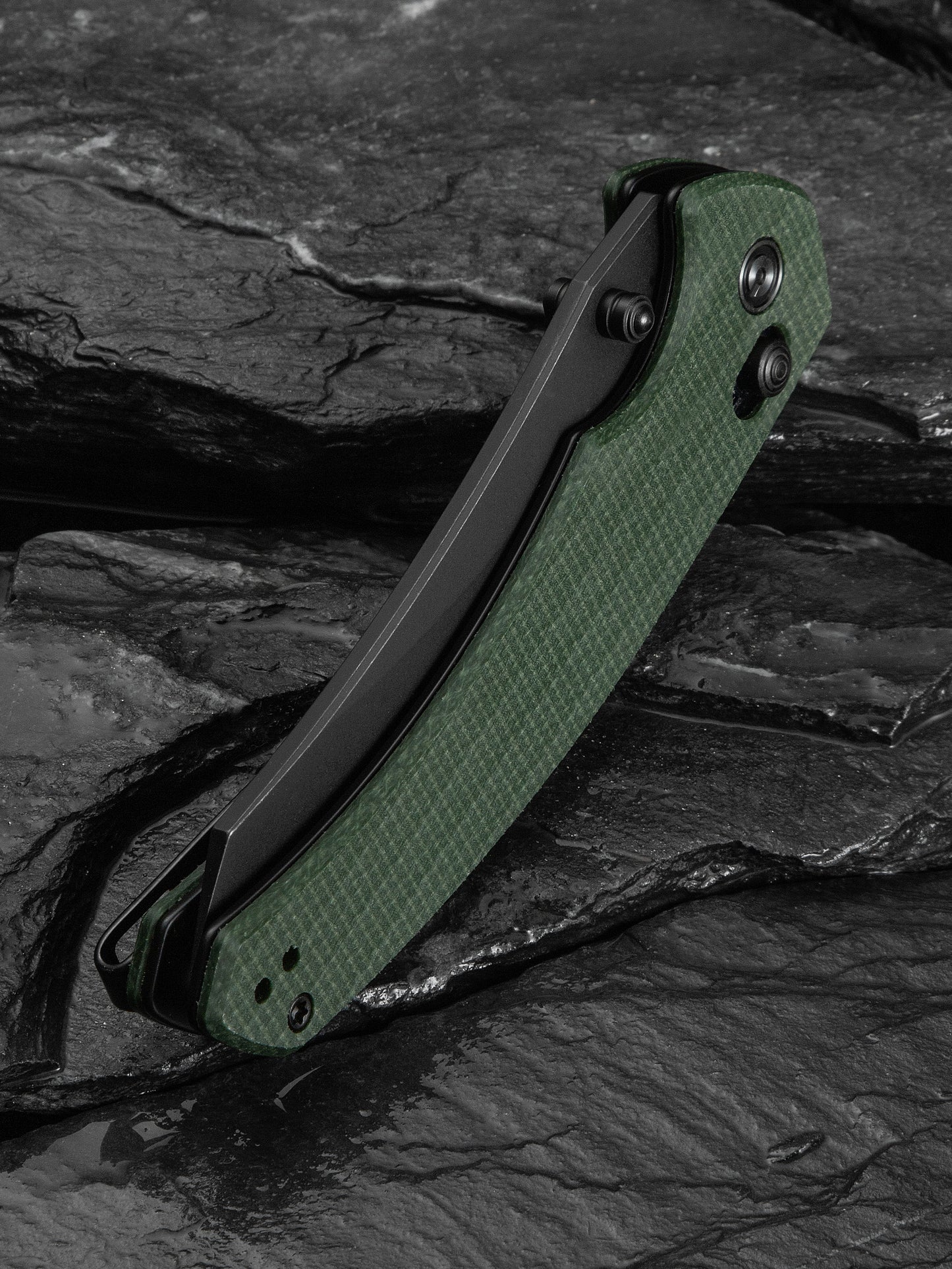 Civivi Sixgill 3.41" Nitro-V Green Canvas Micarta Crossbar Lock Folding Knife by Gavko Knives C24050-3