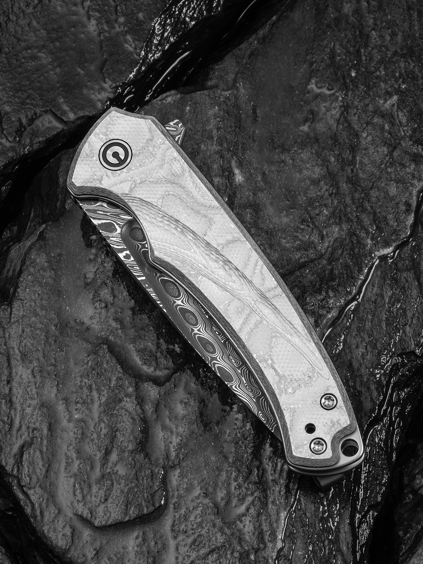 Civivi Voidflare 2.92" Damascus G10 Aluminum Foil Folding Knife C24040-DS1