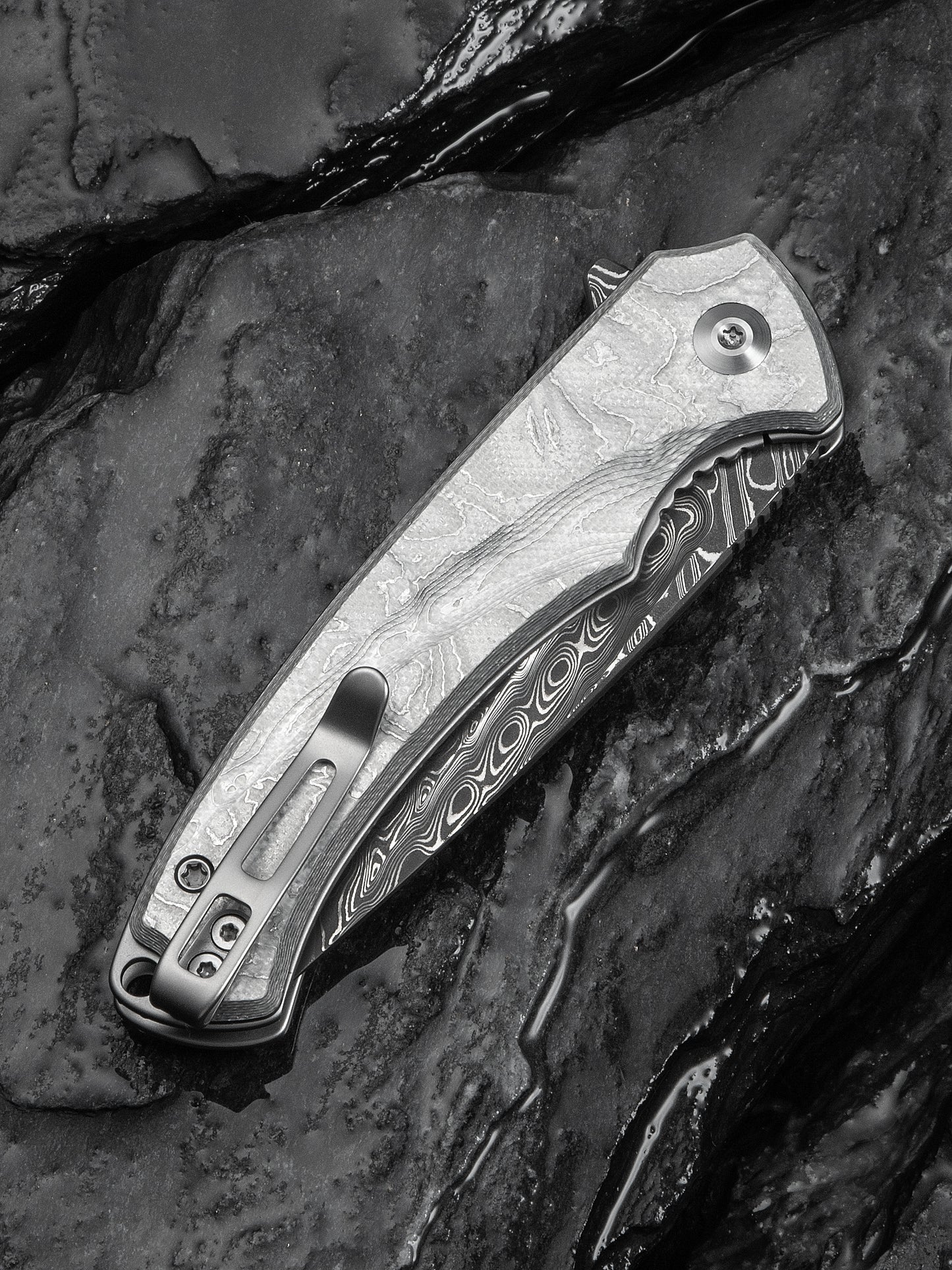 Civivi Voidflare 2.92" Damascus G10 Aluminum Foil Folding Knife C24040-DS1