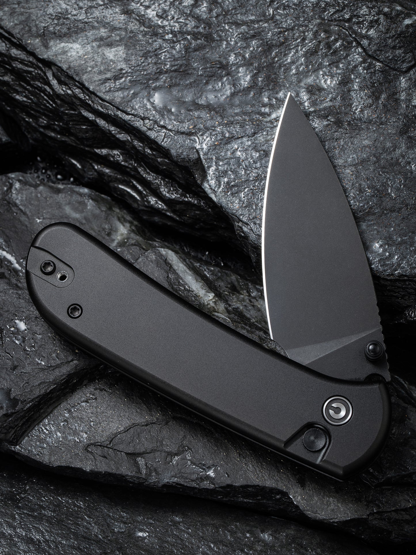 Civivi Qubit 2.98" Sandvik 14C28N Black Aluminium Button Lock Folding Knife C22030E-1