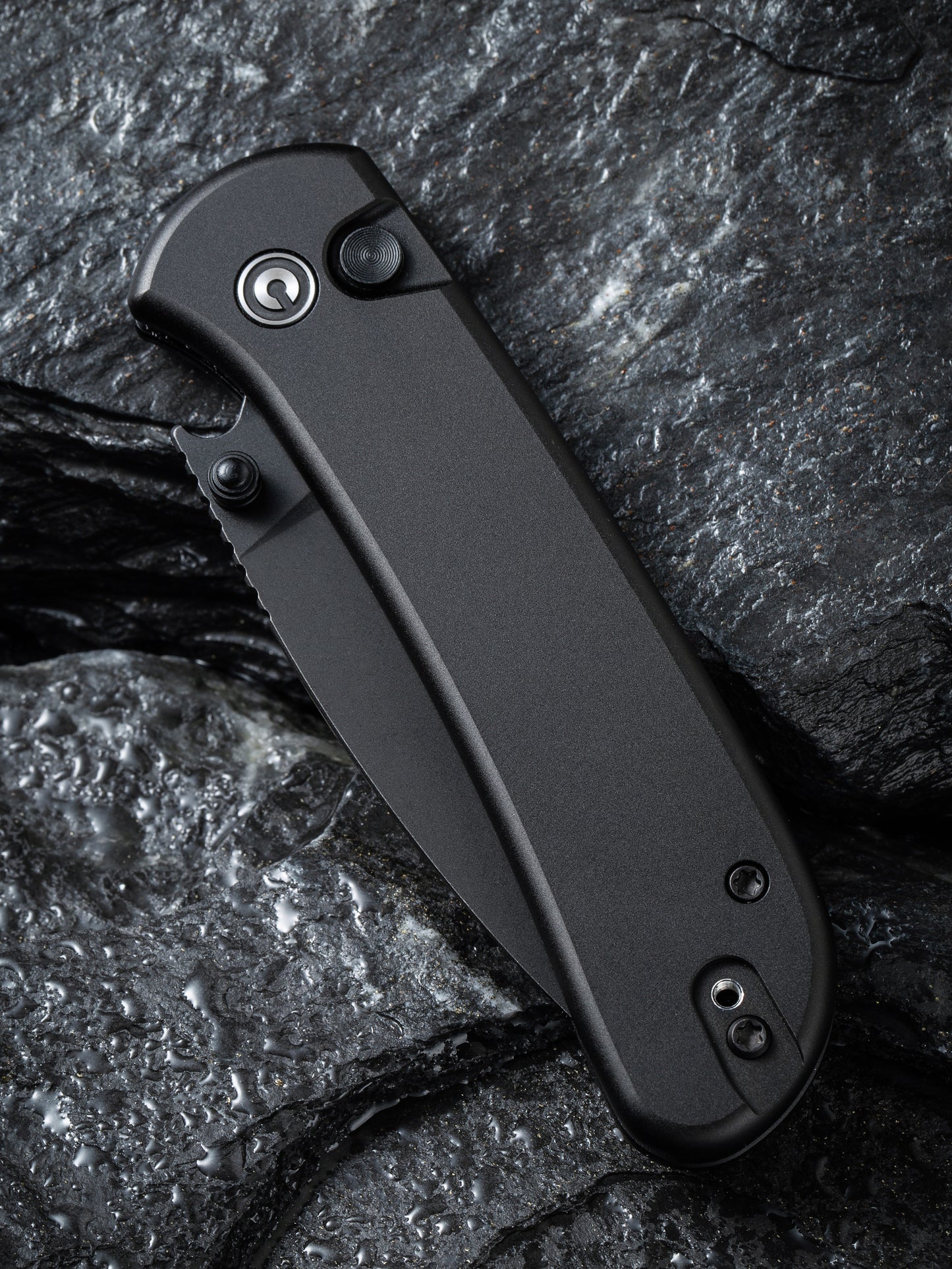 Civivi Qubit 2.98" Sandvik 14C28N Black Aluminium Button Lock Folding Knife C22030E-1