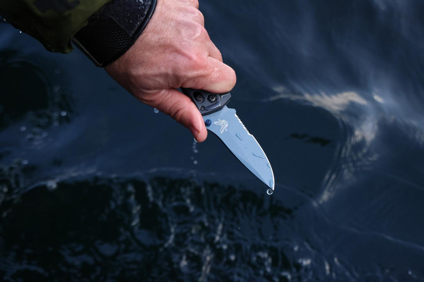 Benchmade 18065SBT-01 Mini Adira Serrated 3.21" CPM-Magnacut Cerakote Blue Tempest Gray Folding Knife