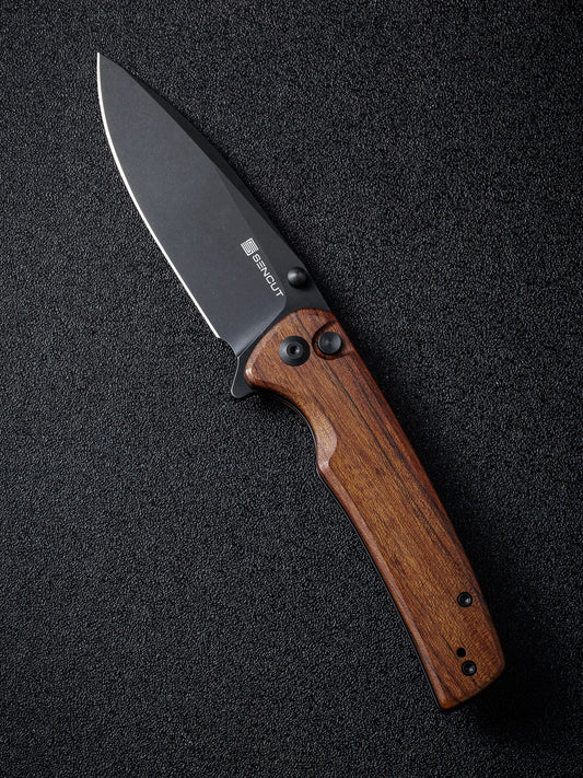 Sencut Sachse 3.47" Black Stonewashed 9Cr18MoV Cuibourtia Wood Folding Knife S21007-6