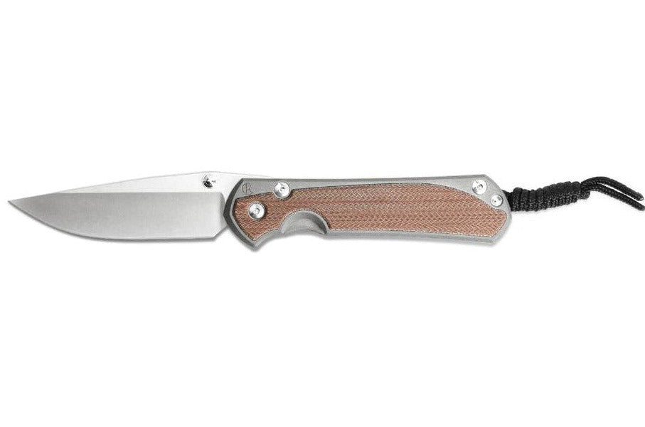 Chris Reeve Small Sebenza 31 Natural Canvas Micarta 2.99" Magnacut Titanium Folding Knife S31-1212