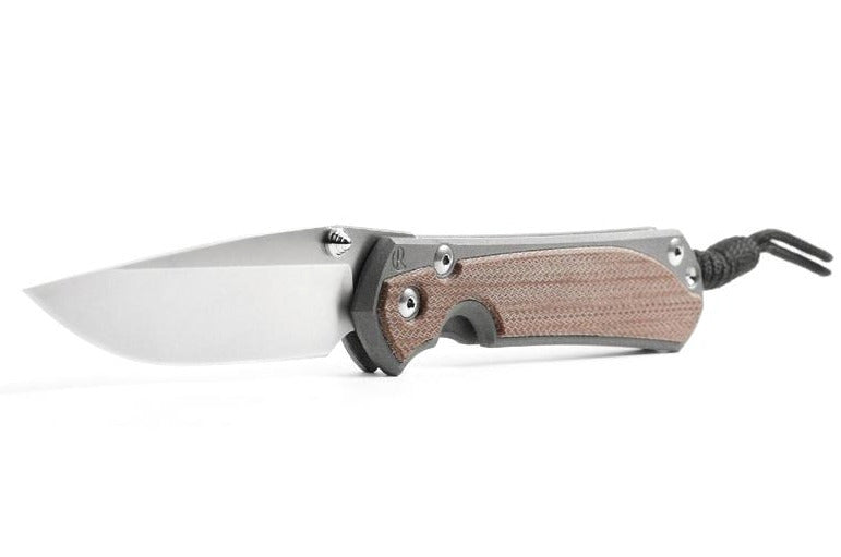 Chris Reeve Small Sebenza 31 Natural Canvas Micarta 2.99" Magnacut Titanium Folding Knife S31-1212