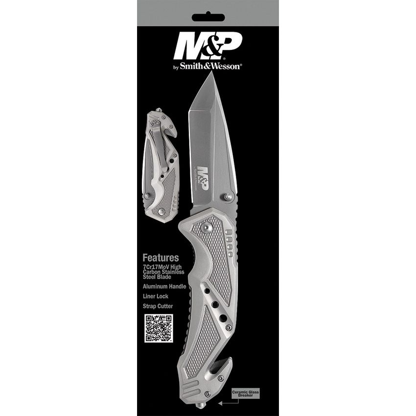 Smith & Wesson M&P 3.8" 7Cr17MoV Gray Aluminium Rescue Folding Knife SWMP11G