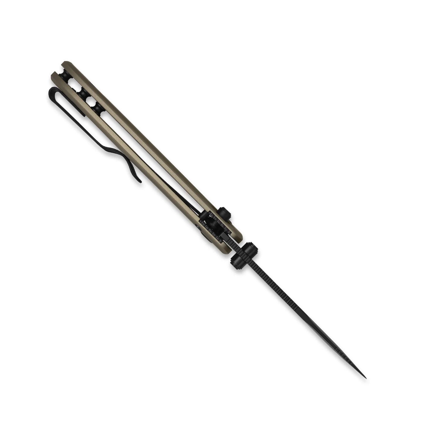 Kizer Drop Bear 2 Button-Lock 2.96" Nitro-V Matte DLC Tan Aluminium Folding Knife V3619.2CD1