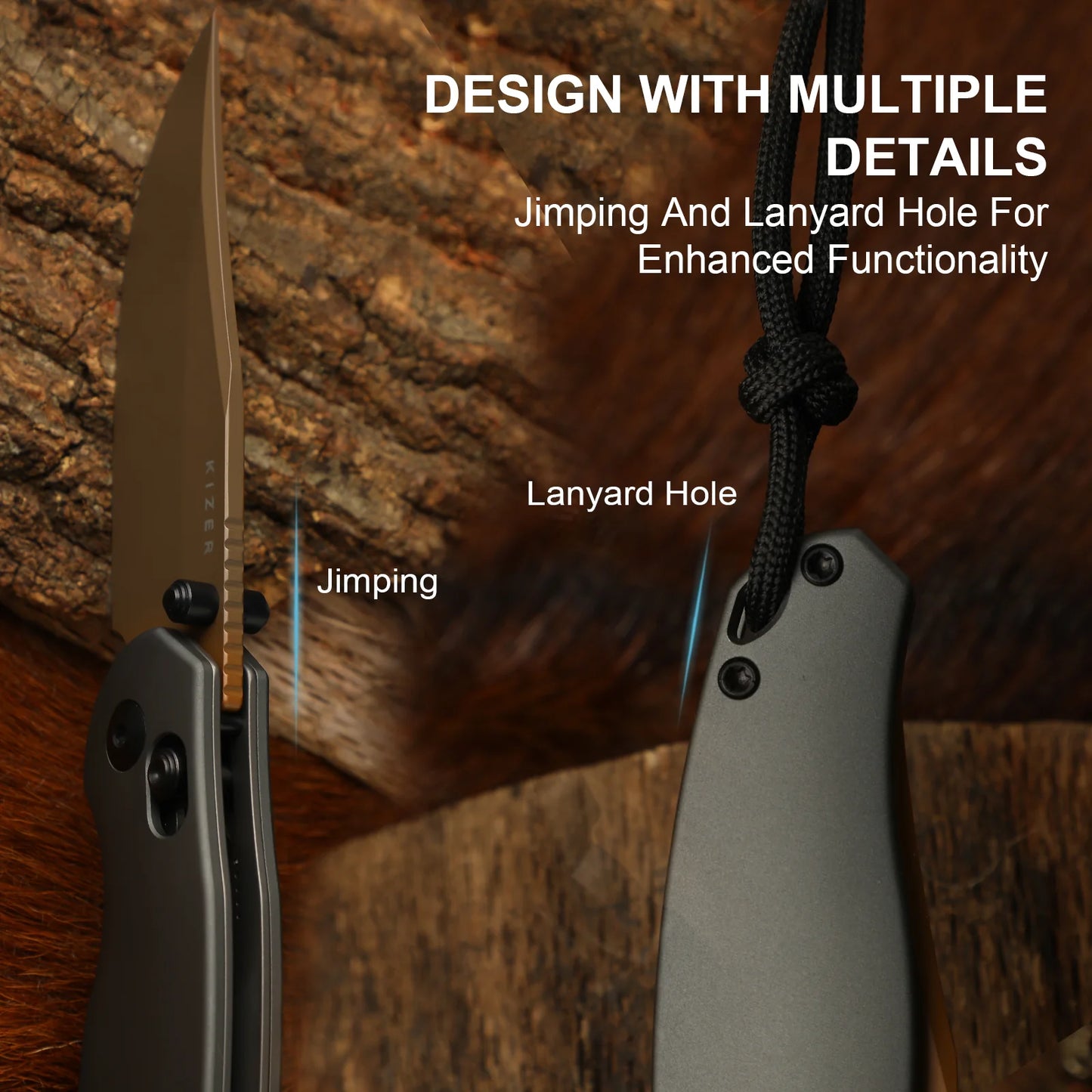 Kizer Phoca 2.9" AEB-L Aluminium Sunset Metal PVD Clutch-Lock Folding Knife V3780A2