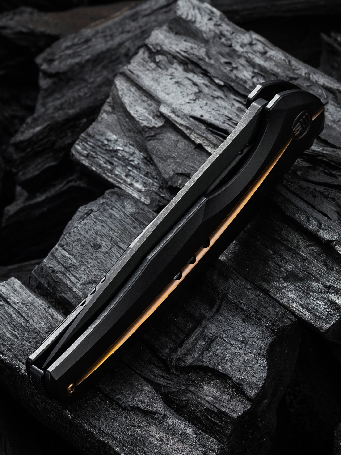 WE 601X Limited Edition 3.82" CPM 20CV Black Titanium Golden Groove Folding Knife WE01J-1