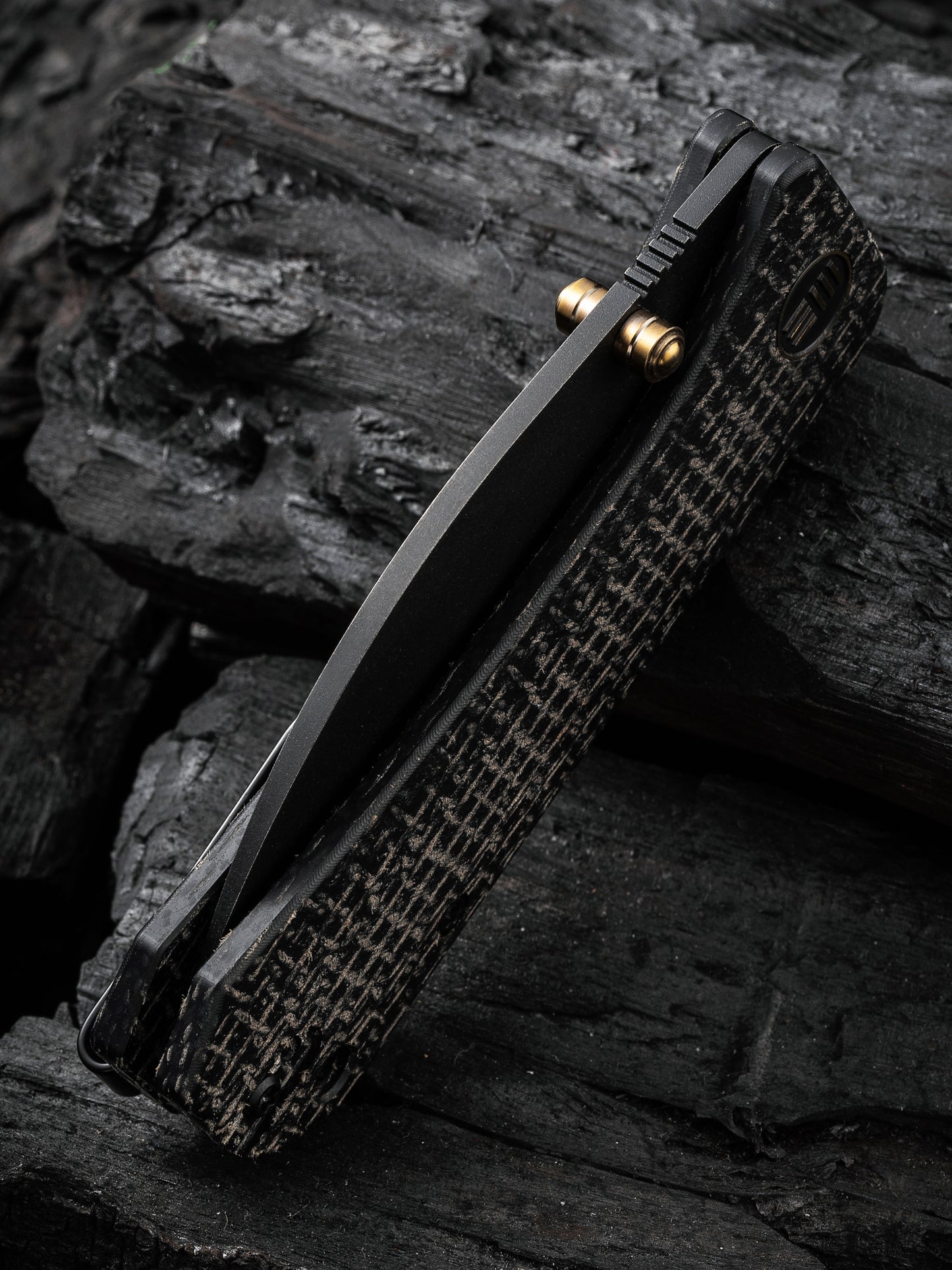 WE Knife Banter Wharncliffe 2.85" CPM S35VN Black Burlap Micarta Folding Knife WE19068J-1