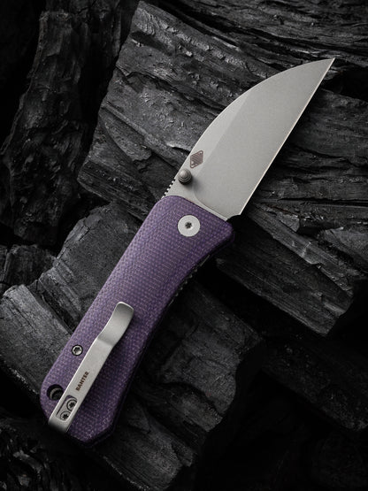 WE Knife Banter Wharncliffe 2.85" CPM S35VN Purple Canvas Micarta Folding Knife WE19068J-2