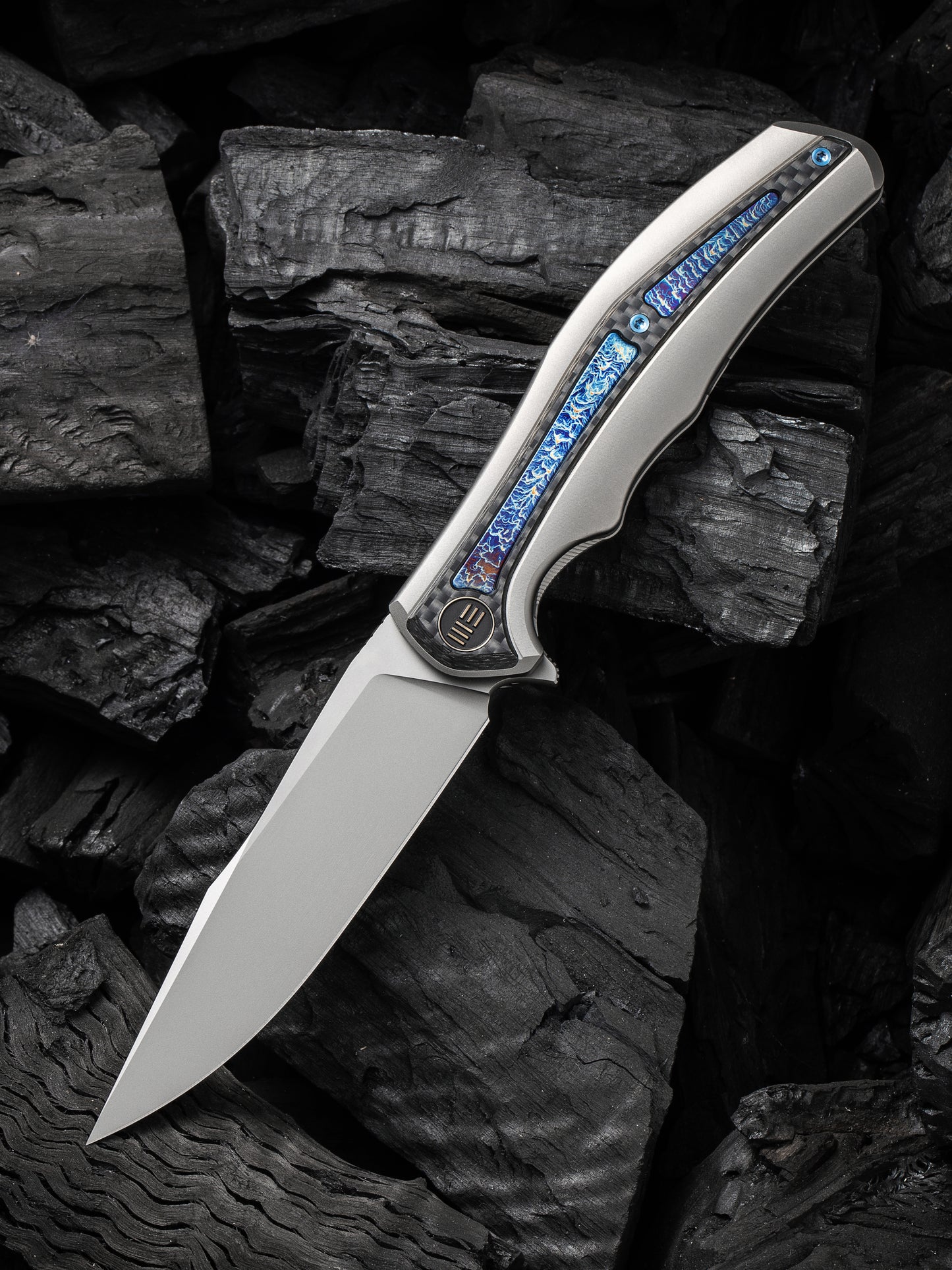 WE Zonda 4.05" CPM 20CV Titanium Twill Carbon Fiber Flamed Inlay Folding Knife WE22016-2