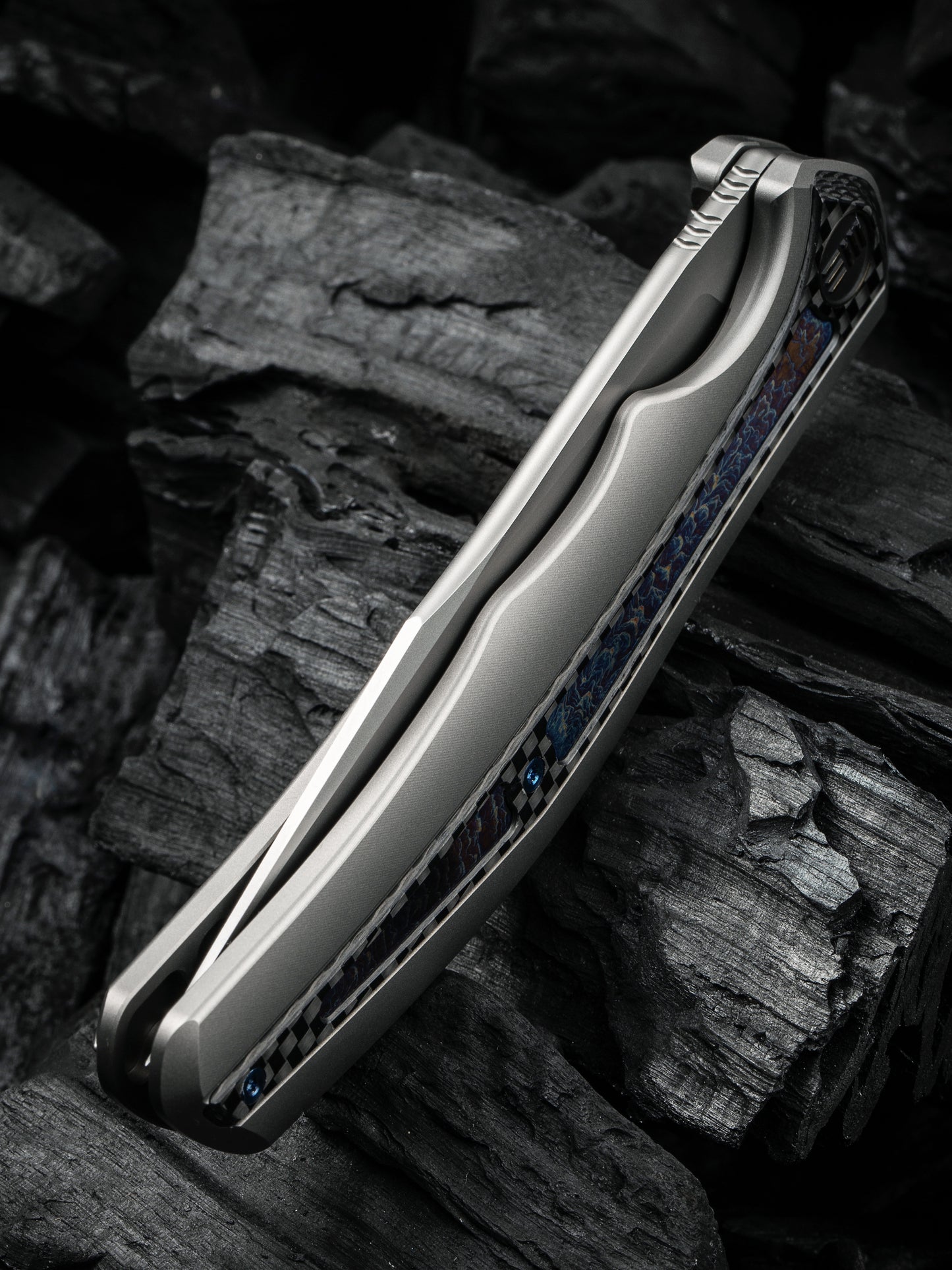 WE Zonda 4.05" CPM 20CV Titanium Twill Carbon Fiber Flamed Inlay Folding Knife WE22016-2