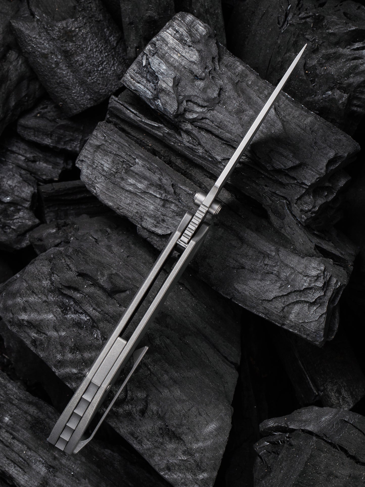 WE Riff-Raff 3.12" CPM 20CV Stonewashed Gray Titanium Folding Knife by Matthew Christensen WE22020B-3