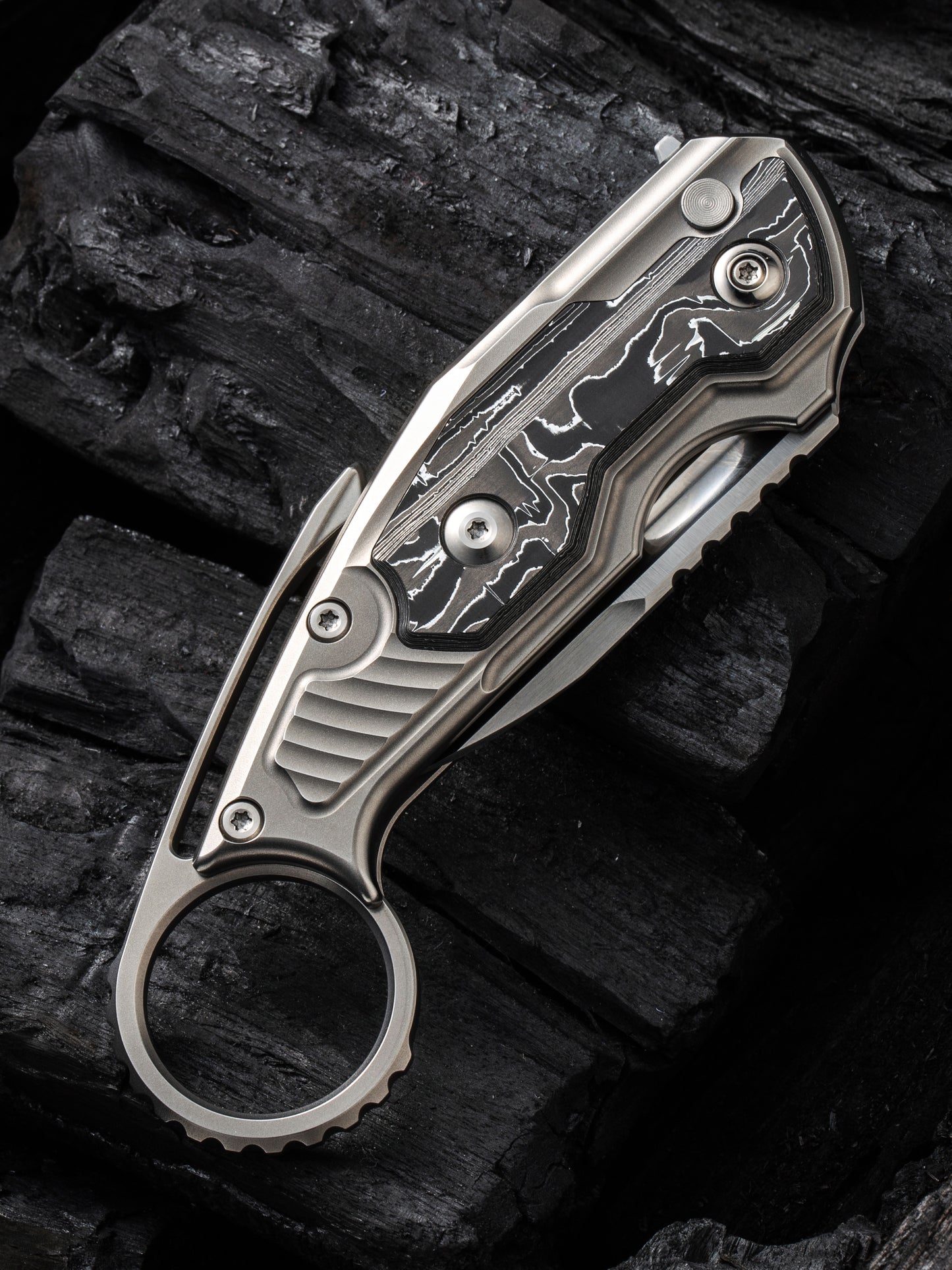 WE Yardbird 2.44" CPM 20CV Aluminum Foil Carbon Fiber Titanium Folding Knife by Maciej Torbe WE22021-3