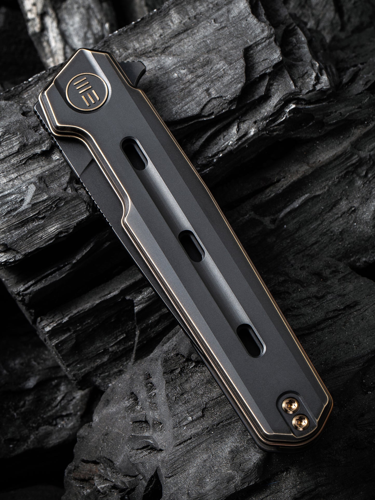 WE Navo 3.25" CPM 20CV Bronze /Black Titanium Folding Knife by Ostap Hel WE22026-3