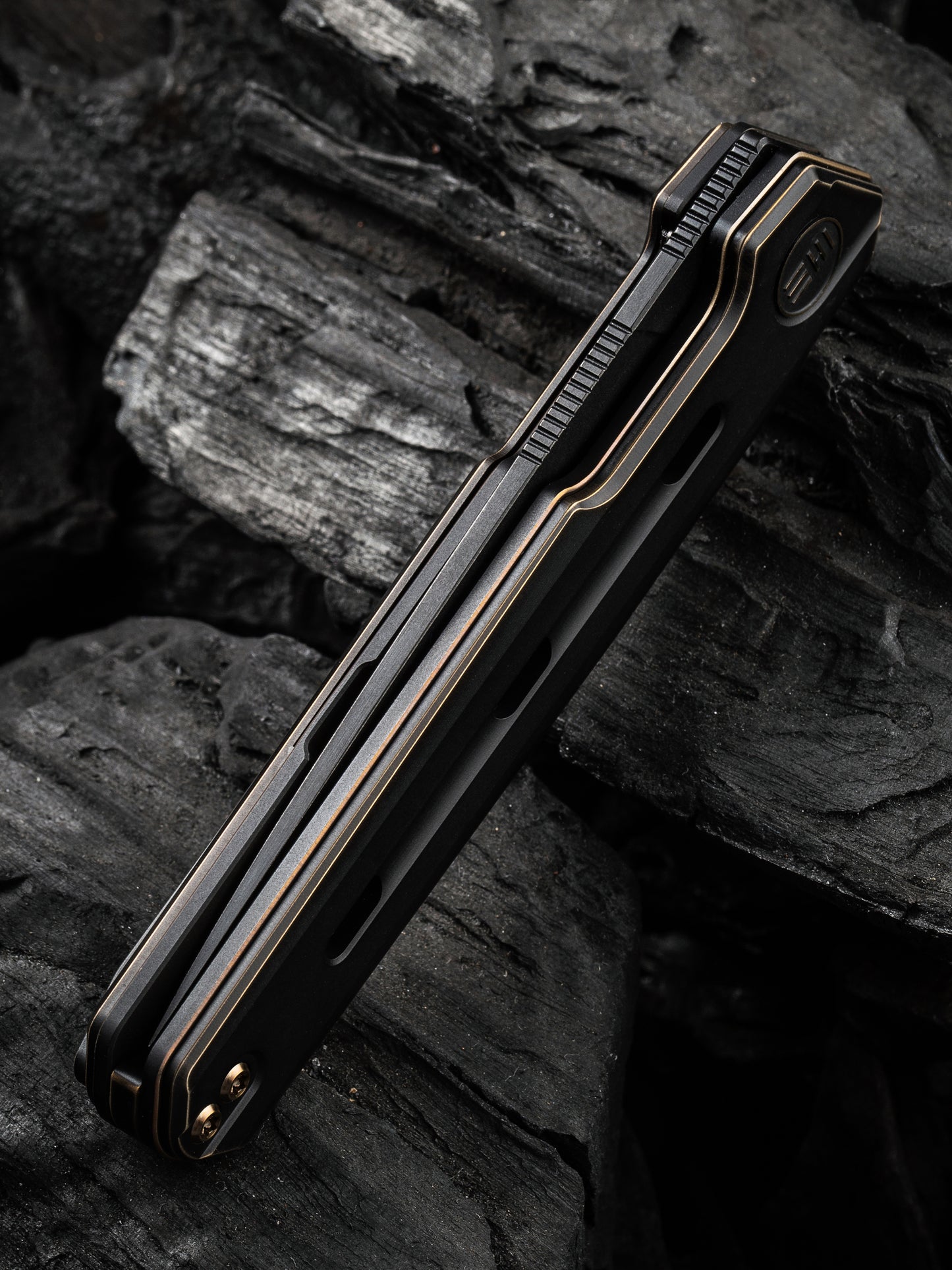 WE Navo 3.25" CPM 20CV Bronze /Black Titanium Folding Knife by Ostap Hel WE22026-3