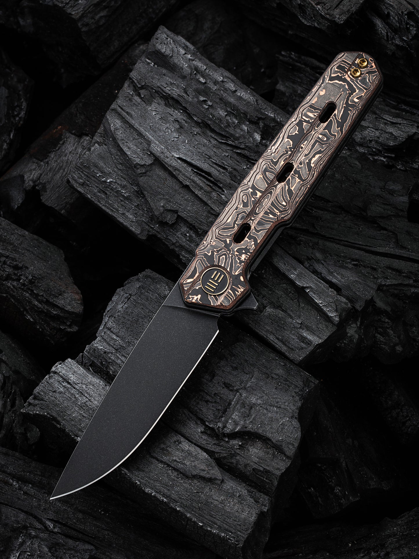 WE Navo 3.25" CPM 20CV Copper Foil Carbon Fiber Titanium Folding Knife by Ostap Hel WE22026-5