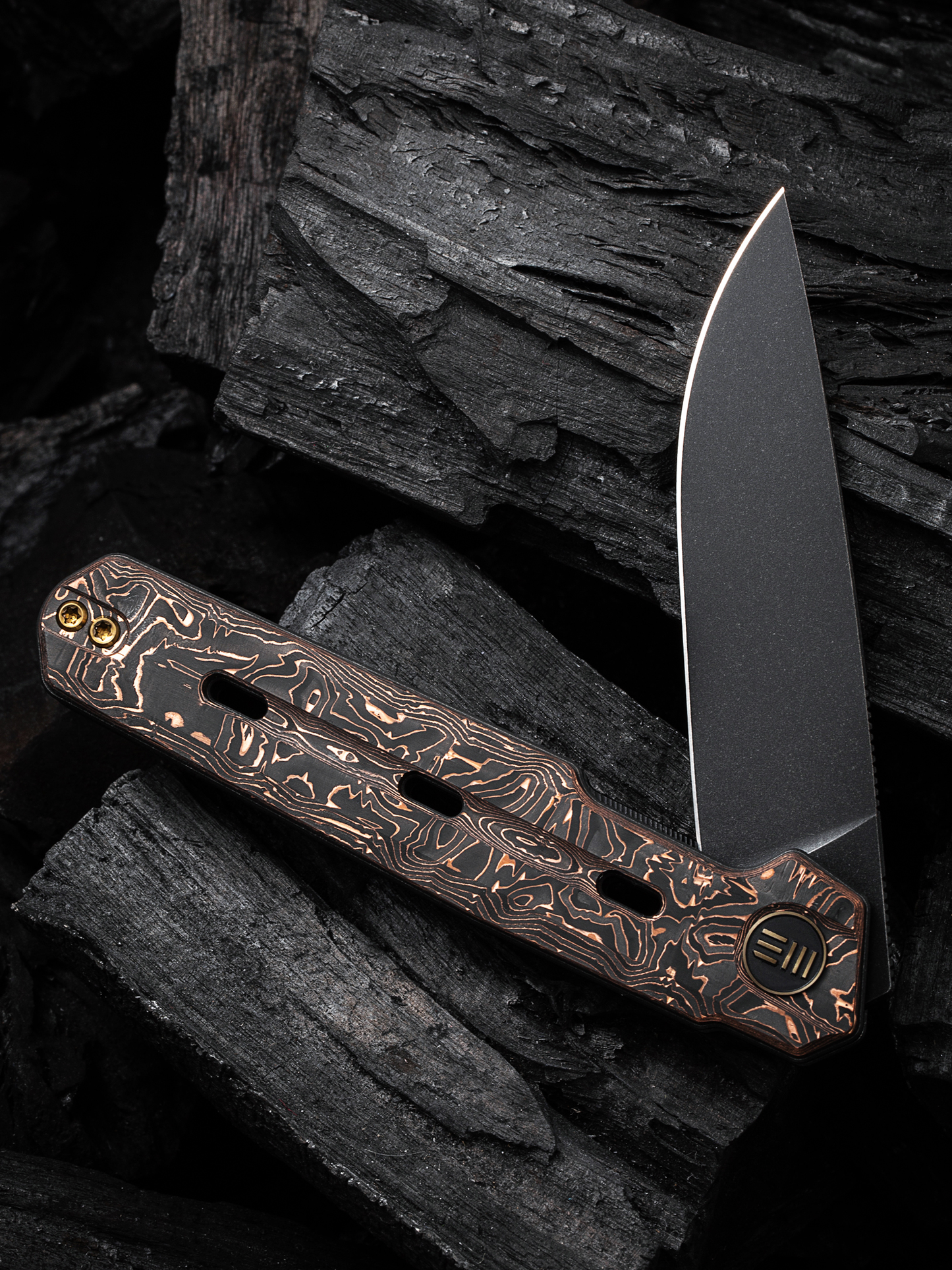 WE Navo 3.25" CPM 20CV Copper Foil Carbon Fiber Titanium Folding Knife by Ostap Hel WE22026-5