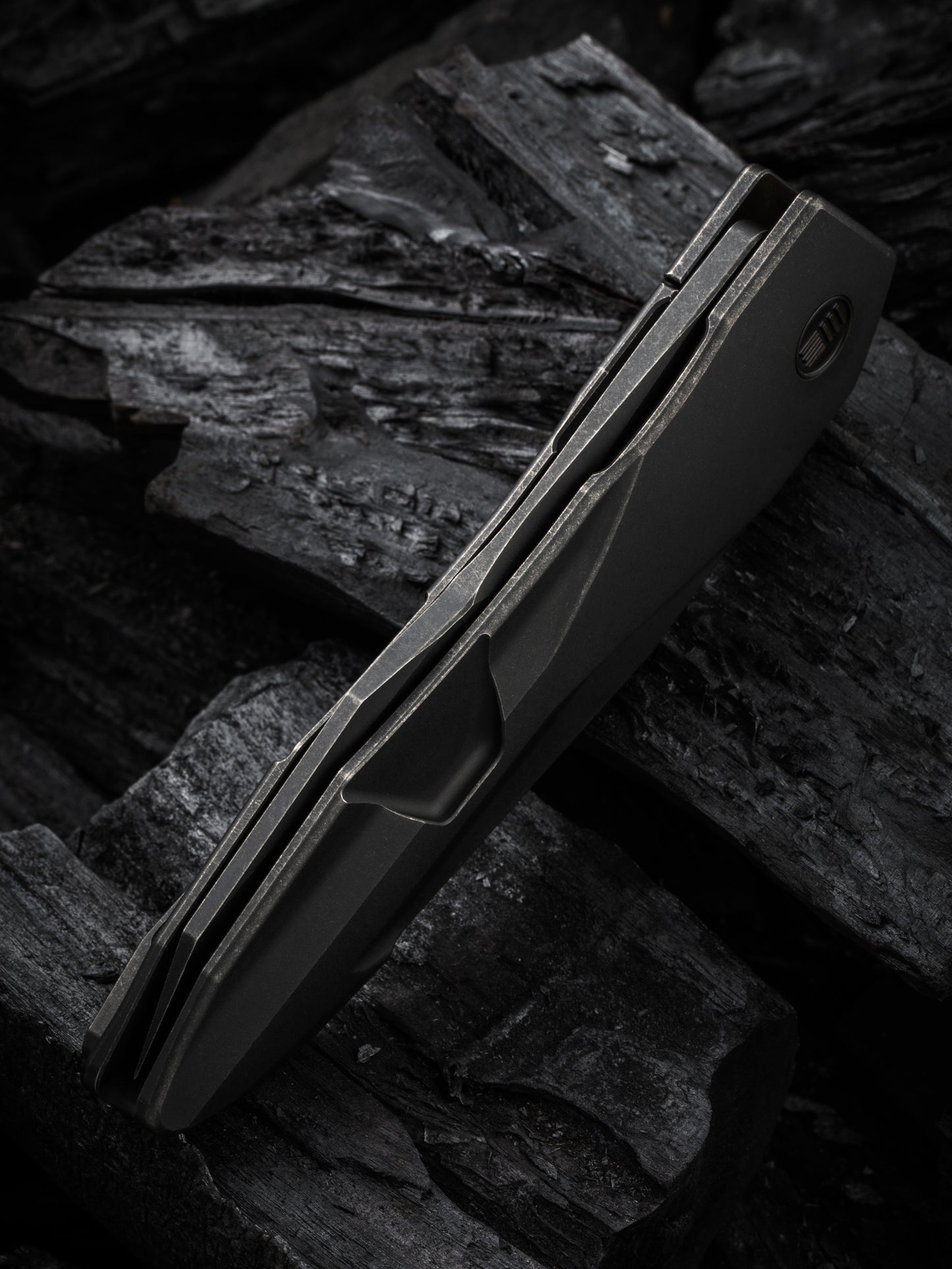 WE Solid 3.88" CPM 20CV Black Stonewashed Titanium Folding Knife by GTC WE22028-1