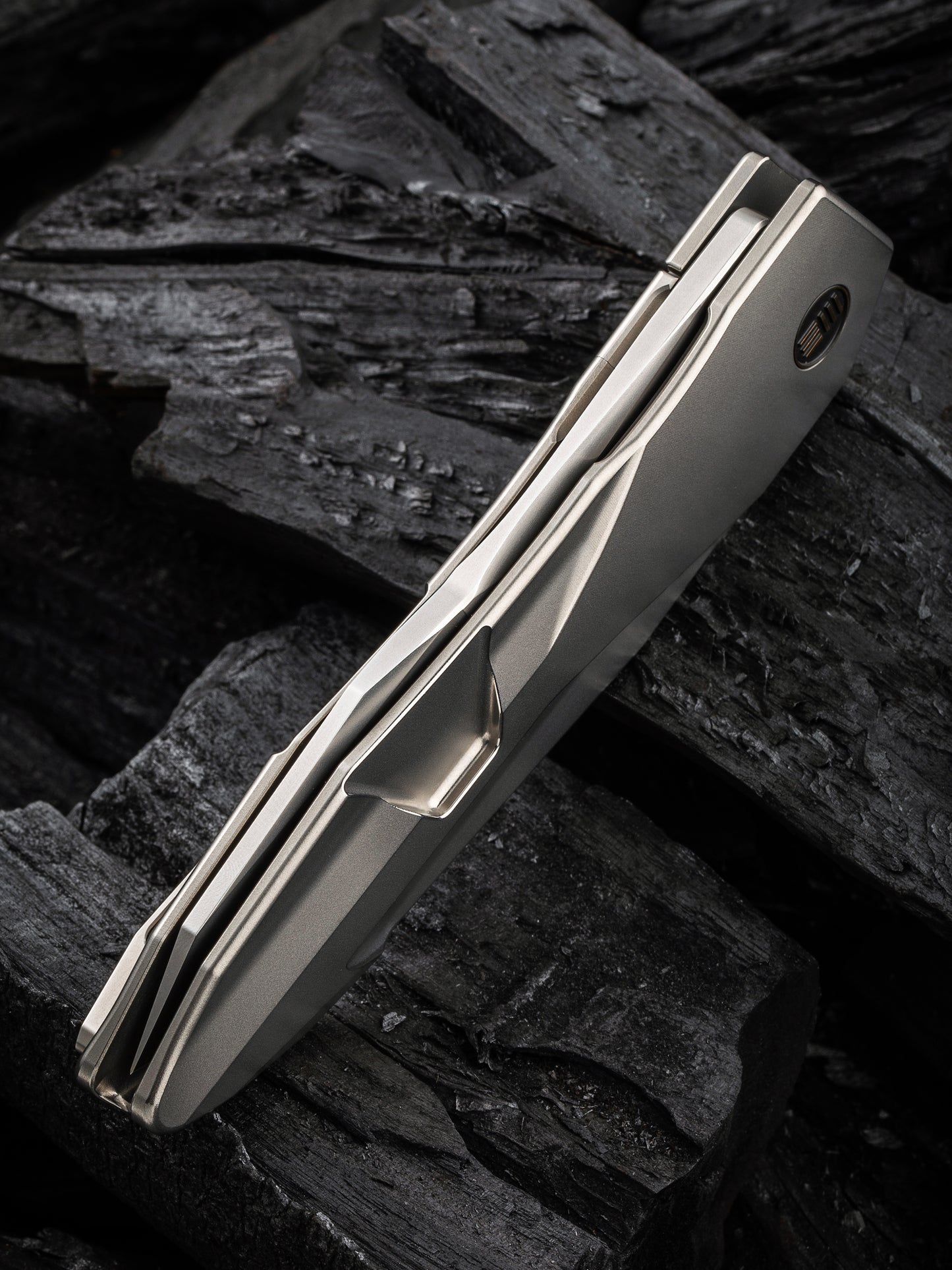 WE Solid 3.88" CPM 20CV Polished Bead Blasted Titanium Folding Knife by GTC WE22028-2