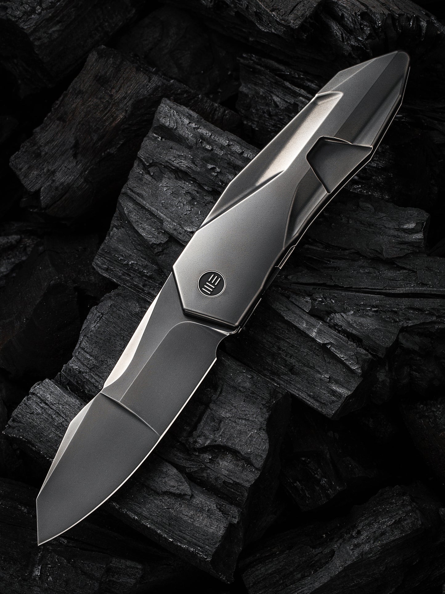 WE Solid 3.88" CPM 20CV Polished Gray Titanium Folding Knife by GTC WE22028-6