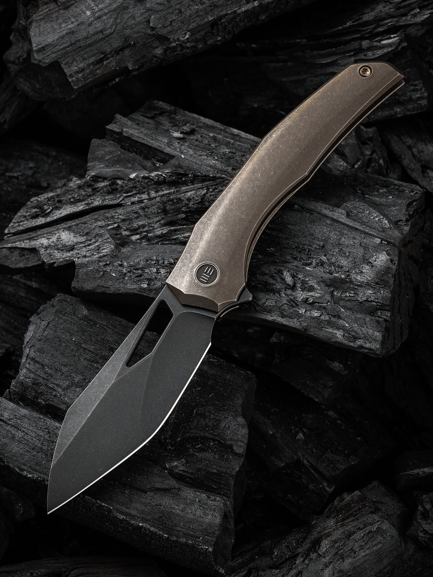 WE Ignio 3.3" CPM 20CV Black/Bronze Stonewashed Titanium Folding Knife by Toni Tietzel WE22042B-2