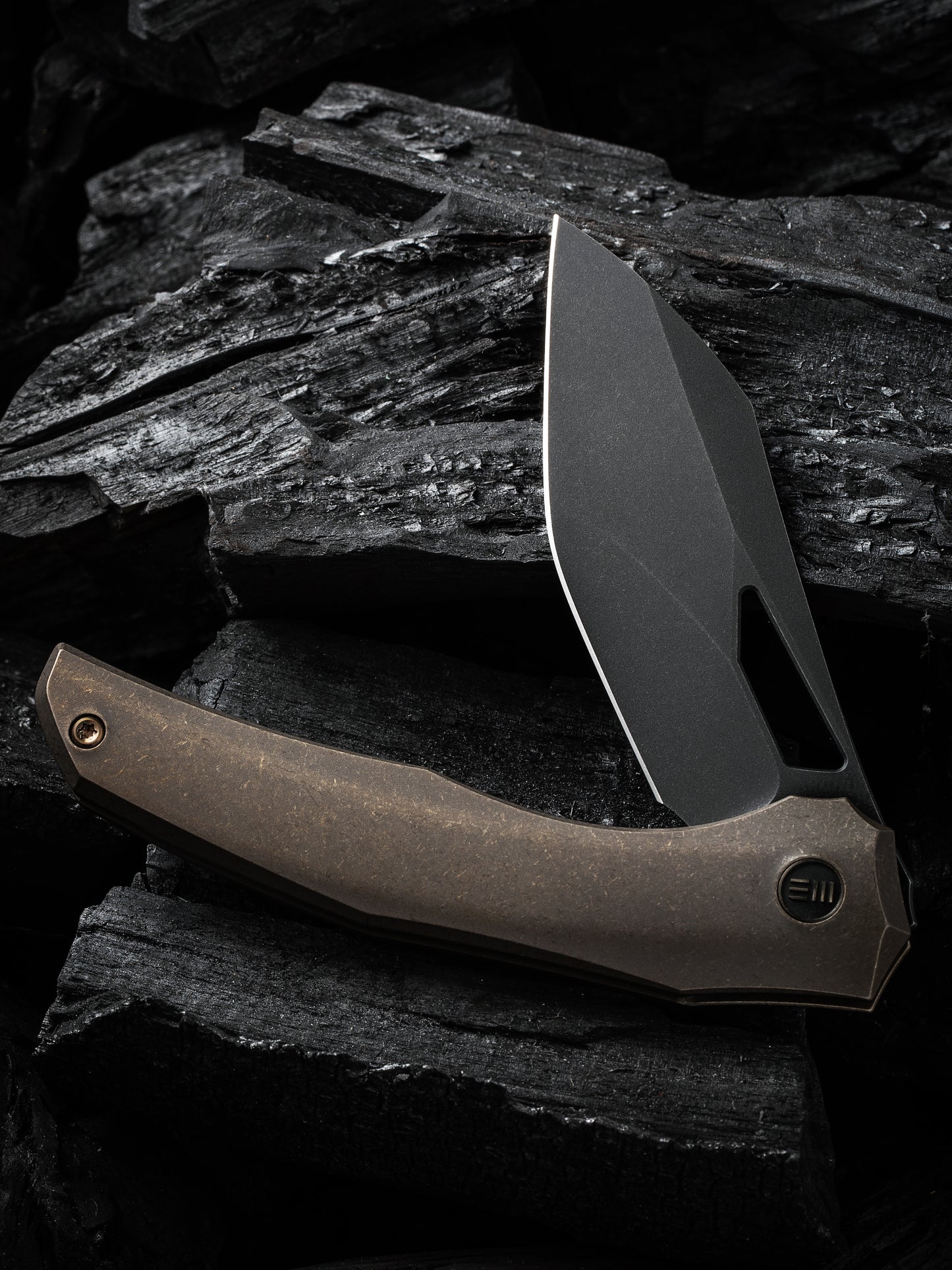 WE Ignio 3.3" CPM 20CV Black/Bronze Stonewashed Titanium Folding Knife by Toni Tietzel WE22042B-2