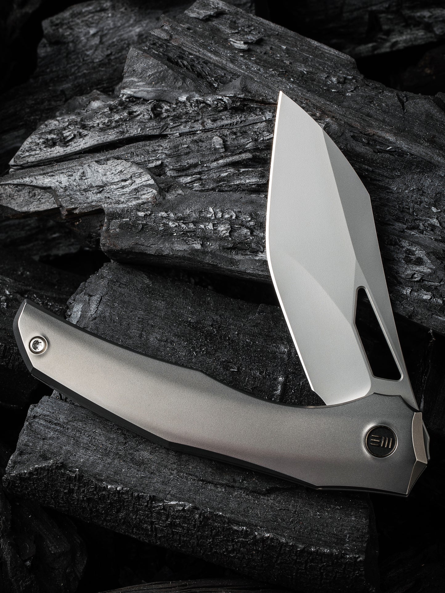 WE Ignio 3.3" CPM 20CV Polished Bead Blasted Titanium Folding Knife by Toni Tietzel WE22042B-4