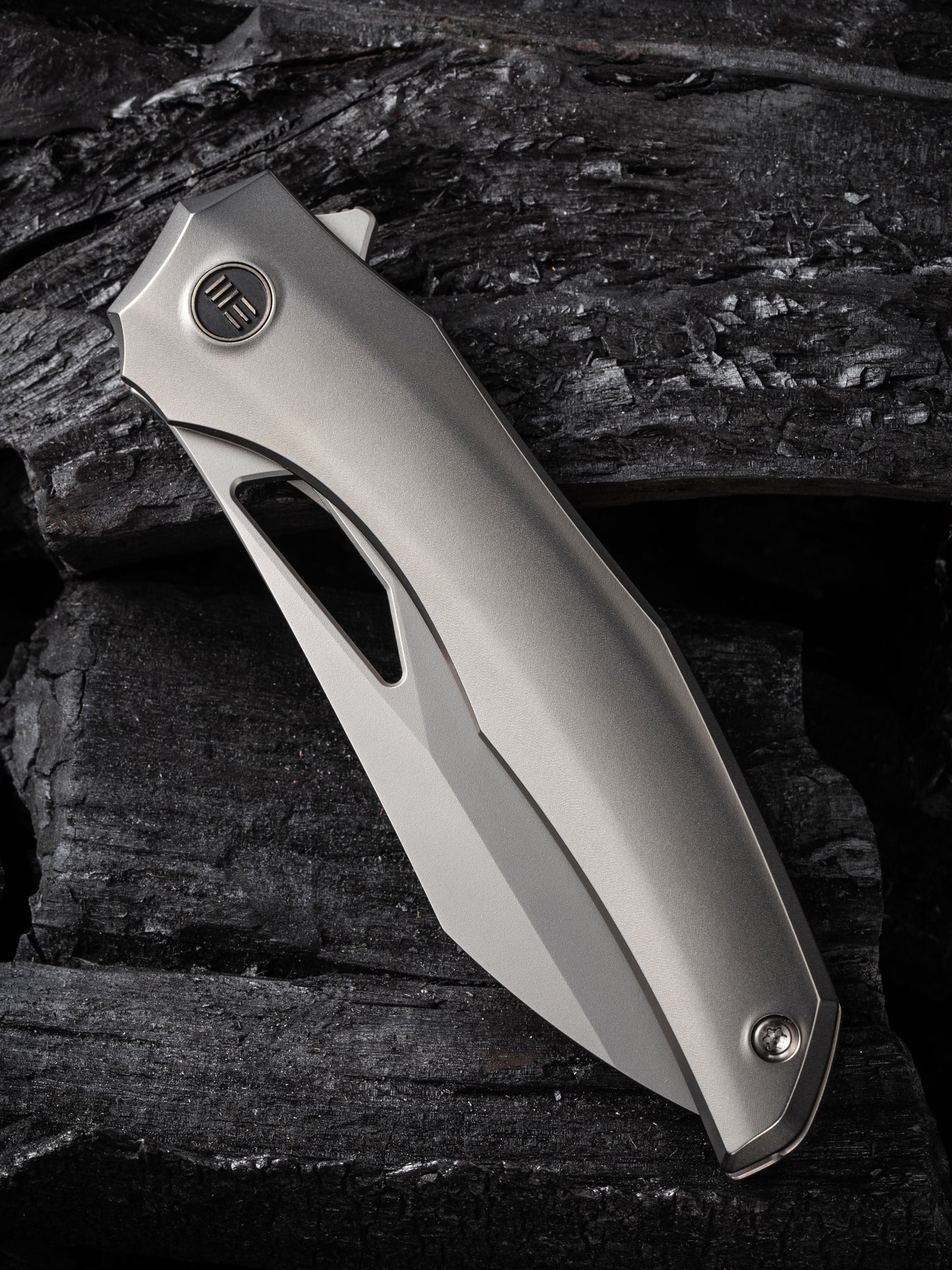 WE Ignio 3.3" CPM 20CV Polished Bead Blasted Titanium Folding Knife by Toni Tietzel WE22042B-4