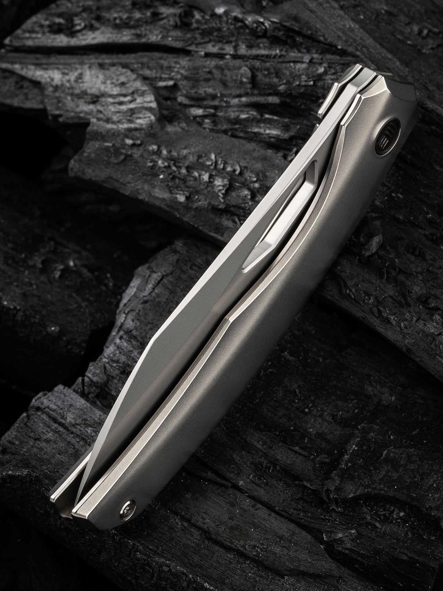 WE Ignio 3.3" CPM 20CV Polished Bead Blasted Titanium Folding Knife by Toni Tietzel WE22042B-4
