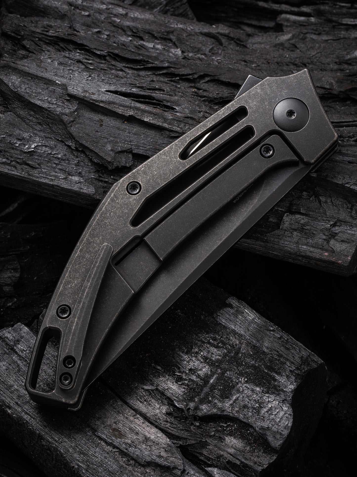 WE Speedliner 3.39" CPM 20CV Black Stonewashed Titanium Folding Knife by Tashi Bharucha WE22045C-1