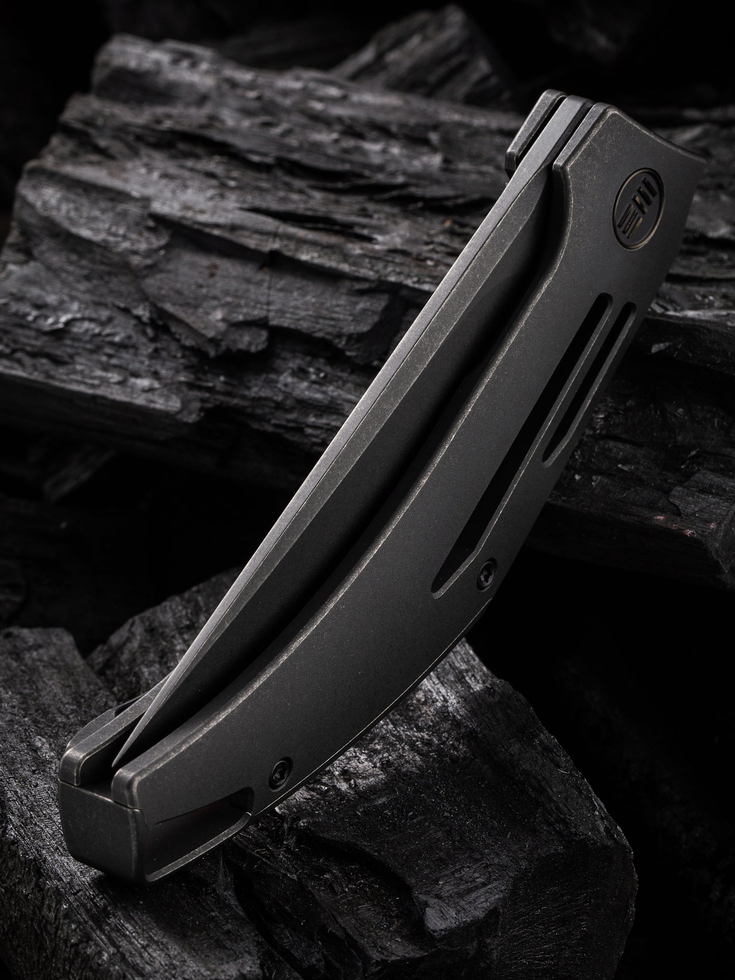 WE Speedliner 3.39" CPM 20CV Black Stonewashed Titanium Folding Knife by Tashi Bharucha WE22045C-1