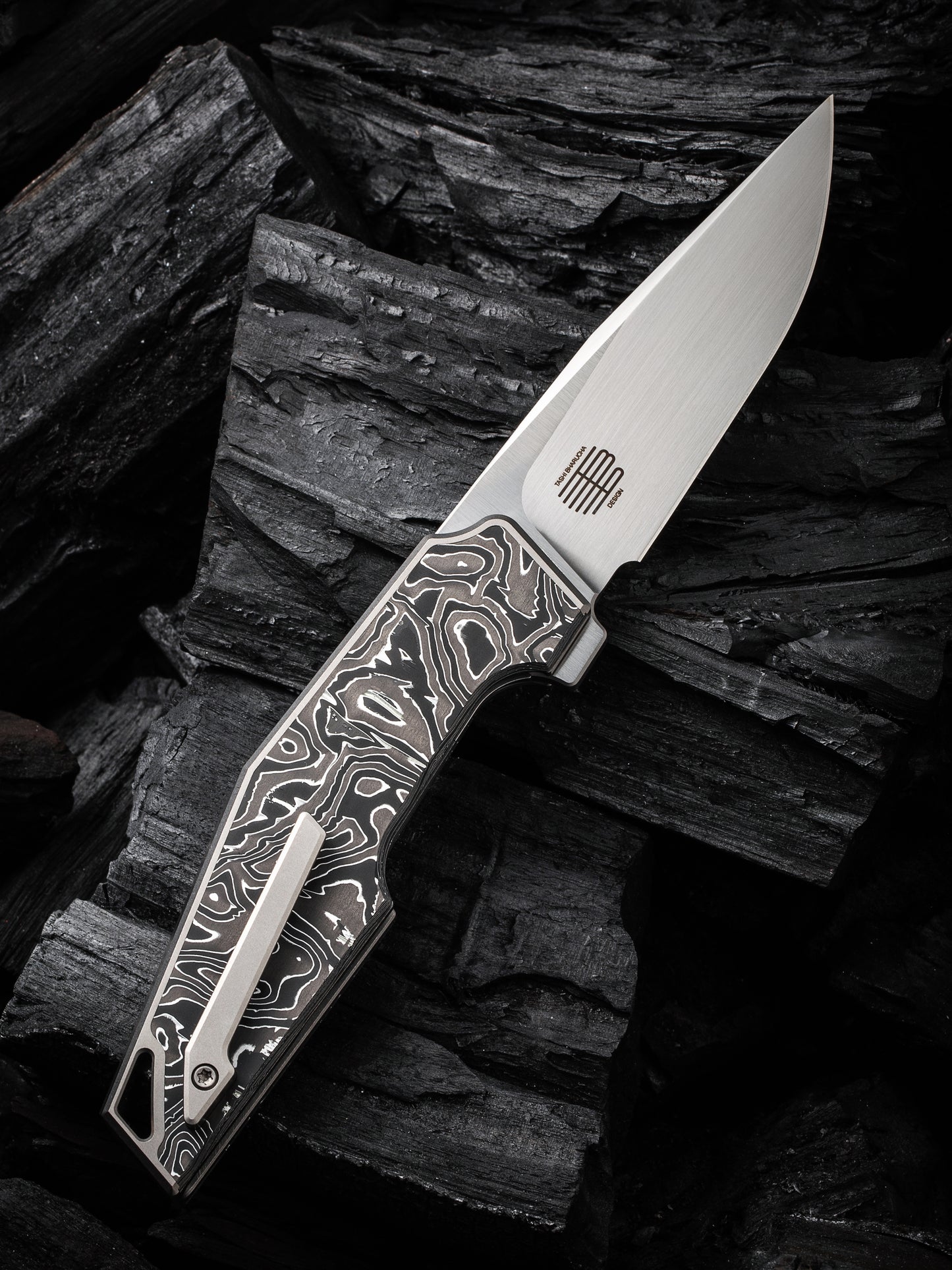 WE OAO 3.4" CPM 20CV Aluminum Foil Carbon Fiber Titanium Folding Knife by Tashi Bharucha WE23001-1