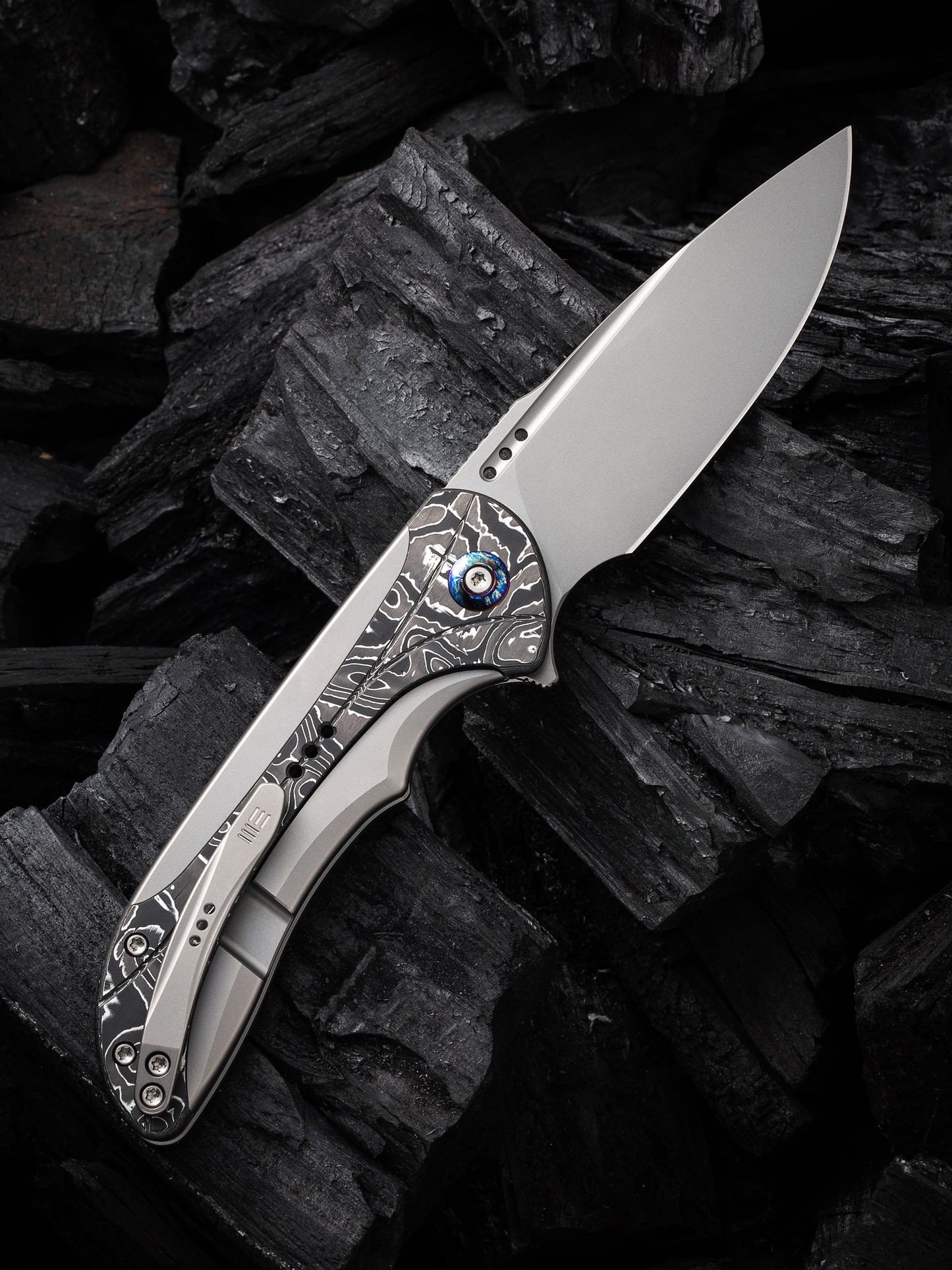 WE Equivik 3.48" CPM 20CV Aluminum Foil Carbon Fiber Titanium Folding Knife WE23020-1