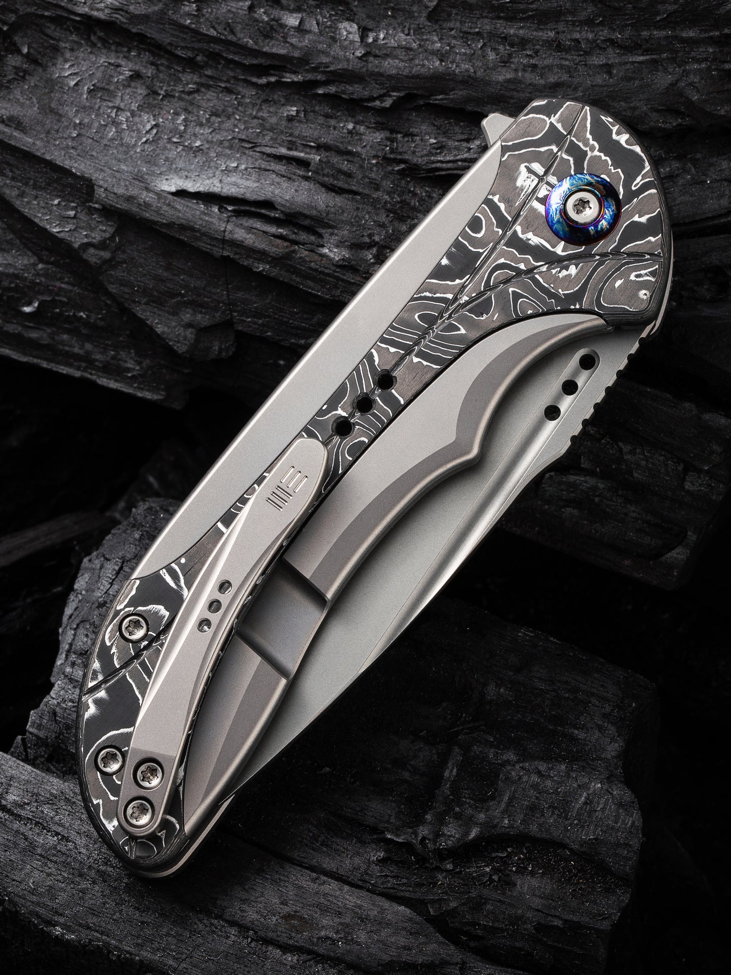 WE Equivik 3.48" CPM 20CV Aluminum Foil Carbon Fiber Titanium Folding Knife WE23020-1