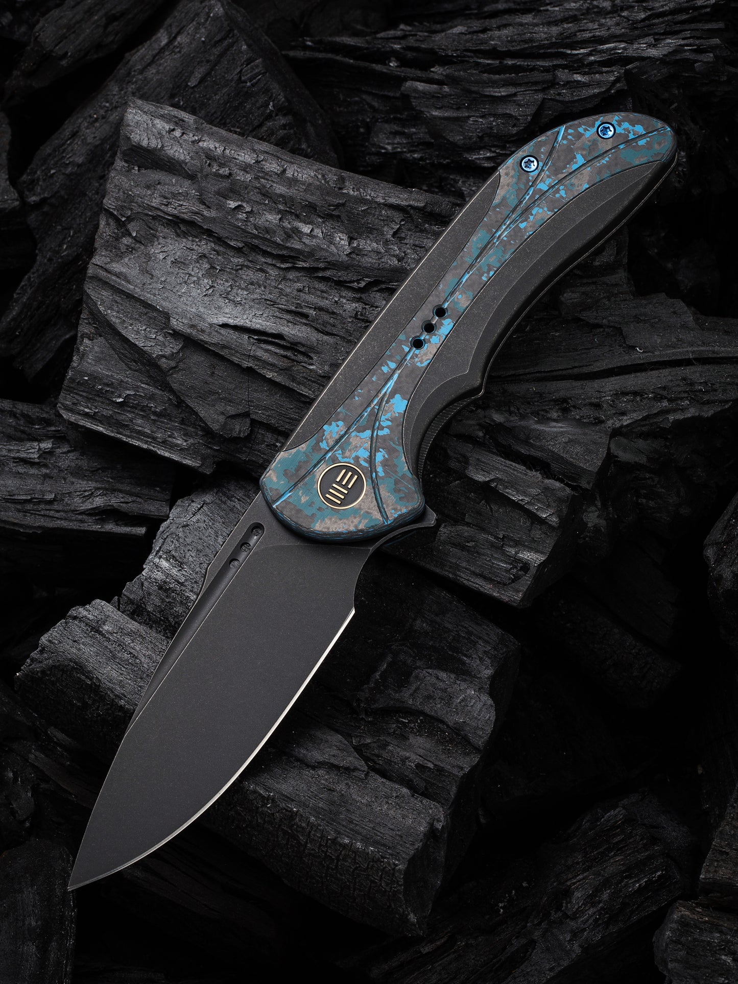 WE Equivik 3.48" CPM 20CV Black Arctic Storm Fat Carbon Fiber Titanium Folding Knife WE23020-4
