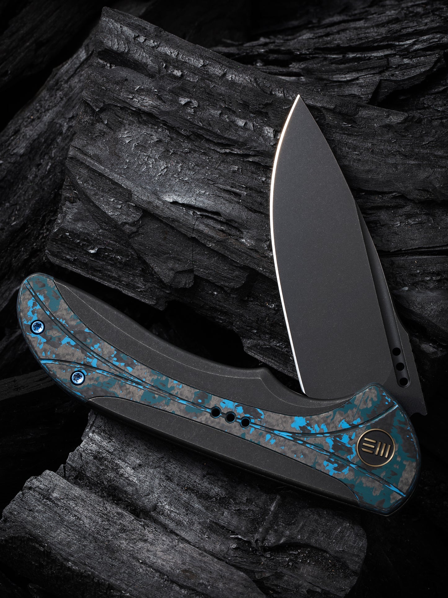 WE Equivik 3.48" CPM 20CV Black Arctic Storm Fat Carbon Fiber Titanium Folding Knife WE23020-4