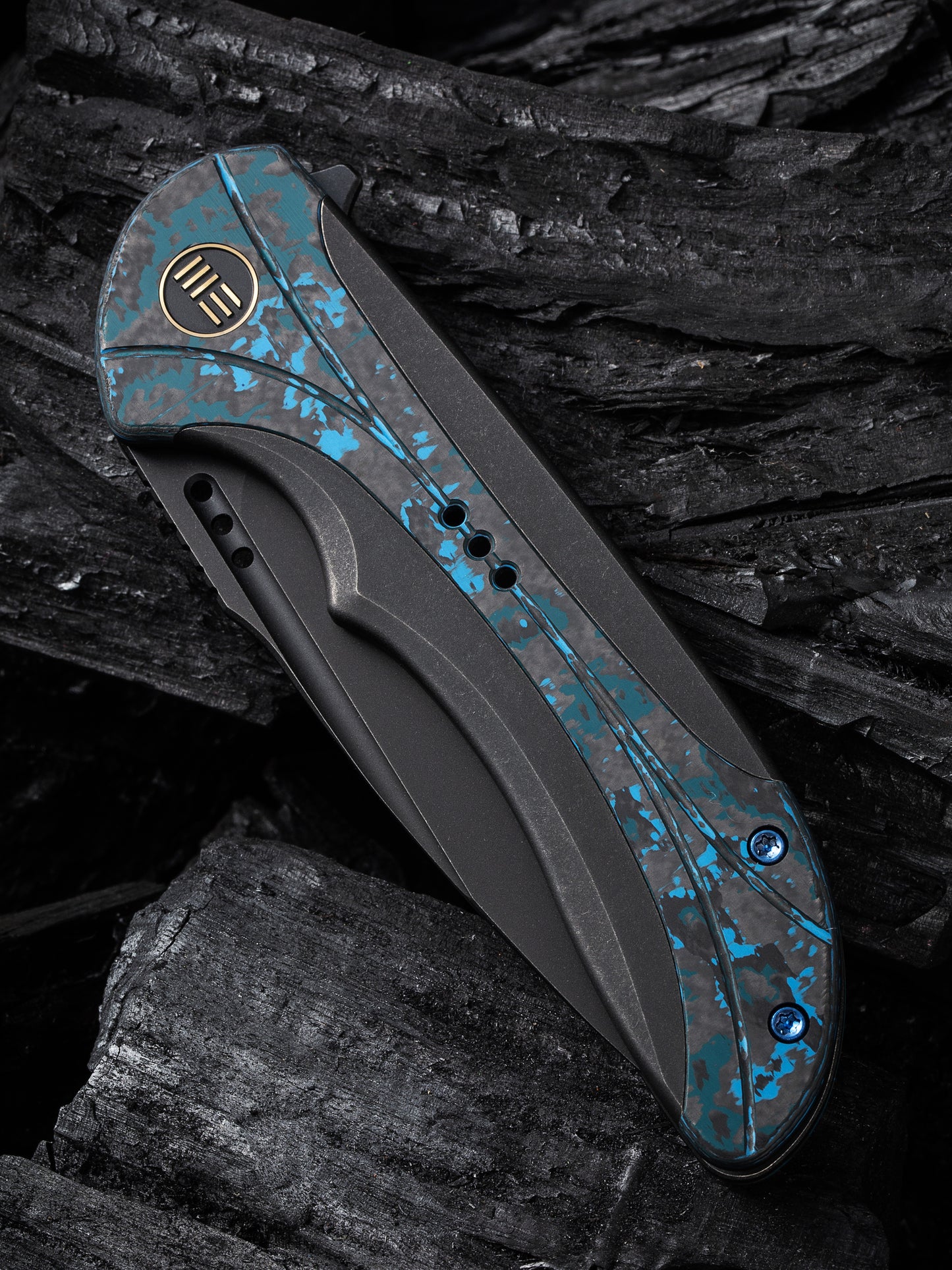 WE Equivik 3.48" CPM 20CV Black Arctic Storm Fat Carbon Fiber Titanium Folding Knife WE23020-4