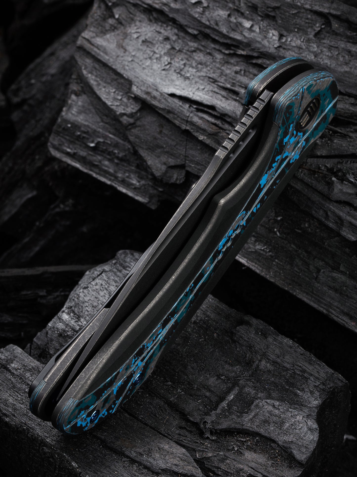 WE Equivik 3.48" CPM 20CV Black Arctic Storm Fat Carbon Fiber Titanium Folding Knife WE23020-4