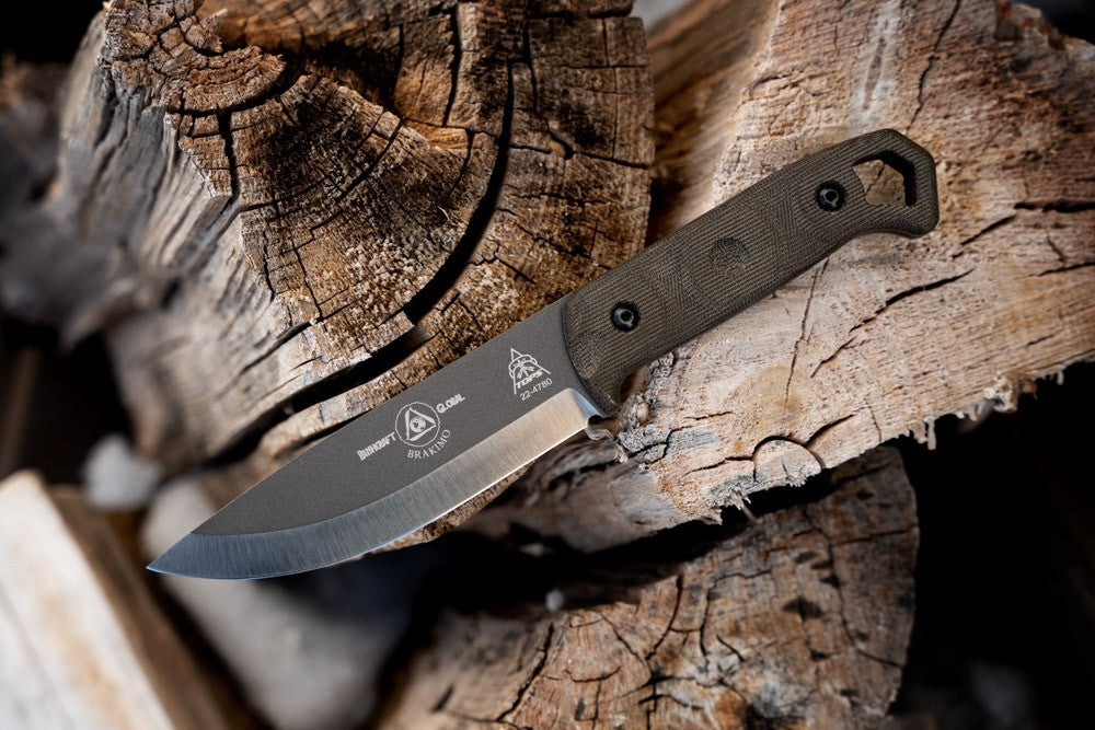 TOPS Brakimo 5.25" Tungsten Cerakote Fixed Blade Knife by Joe Flowers and Bushcraft Global BRAK-02