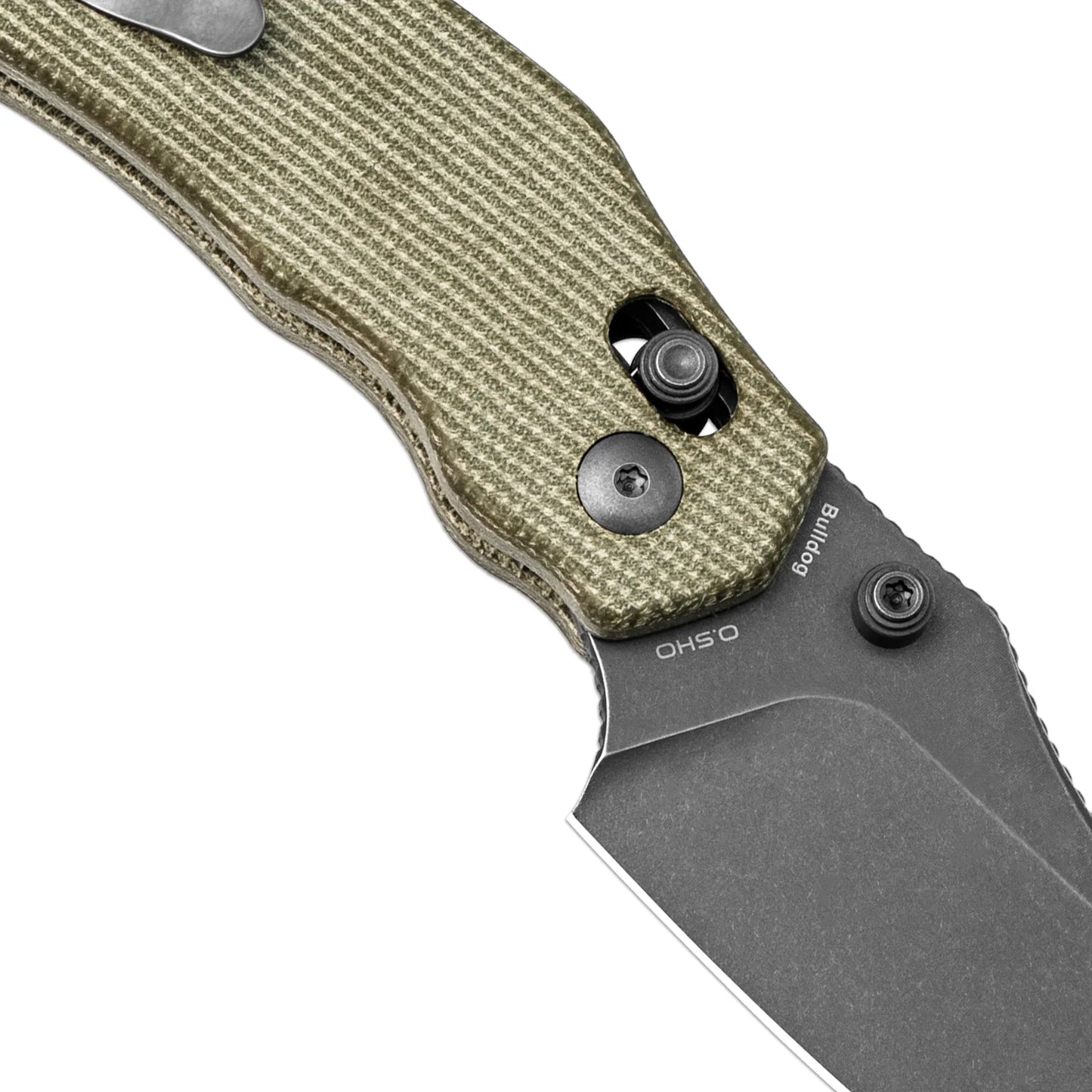 Kizer Bulldog Clutch-Lock 3" Nitro-V Gray Stonewashed Green Canvas Micarta Folding Knife V3672A3