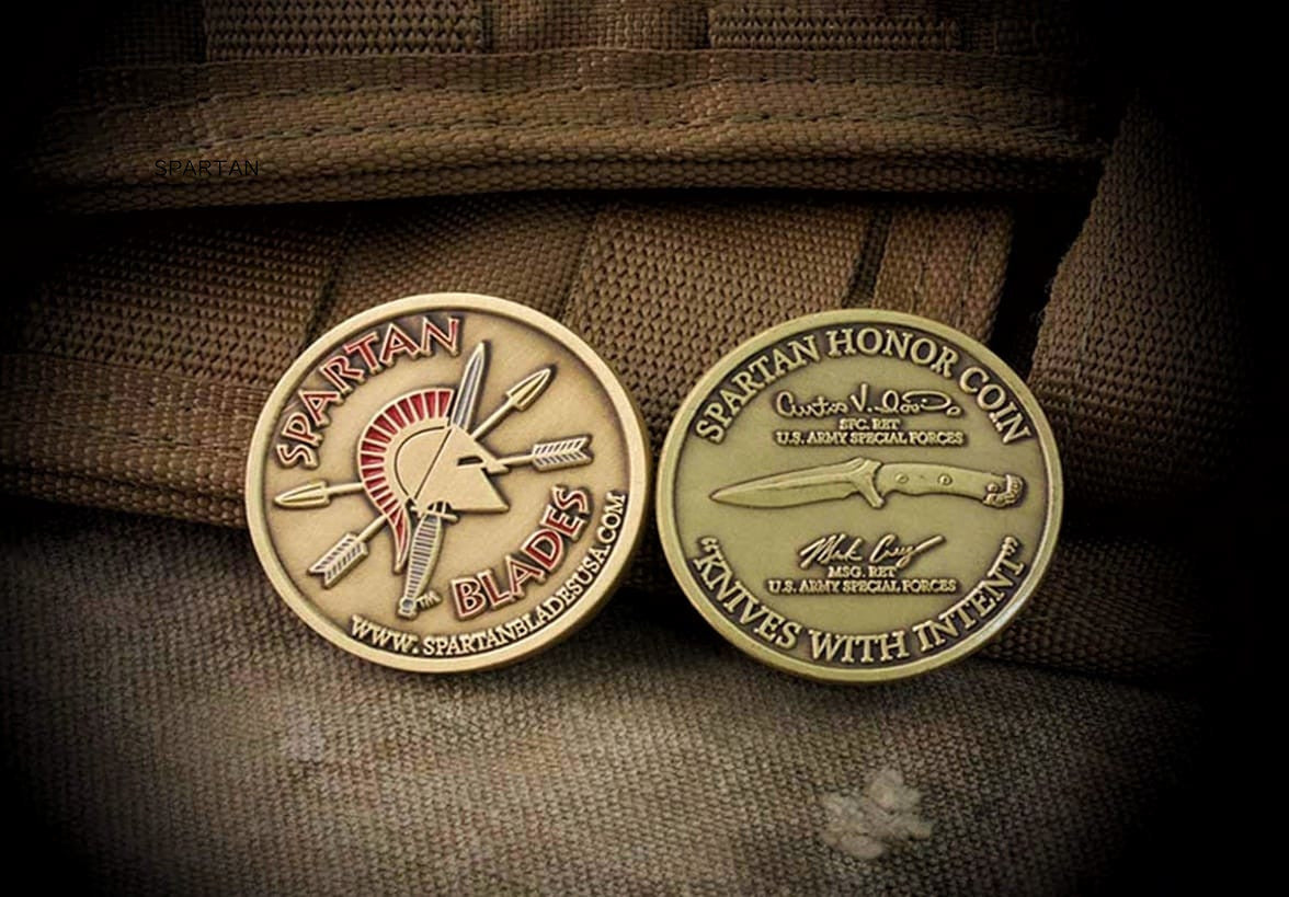 Spartan Blades Honor/Challenge Coin 1.5" 3D Antiqued Brass