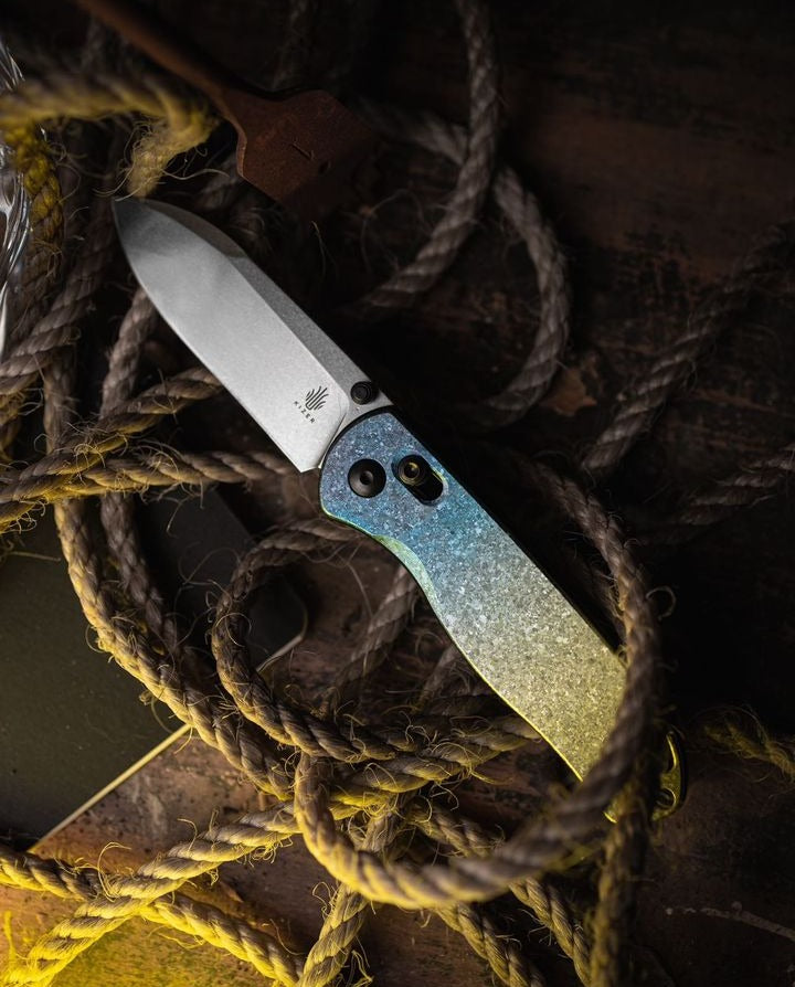 Kizer Drop Bear Clutch-Lock 2.99" LC200N Yellow/Blue Titanium Folding Knife Ki3619A3