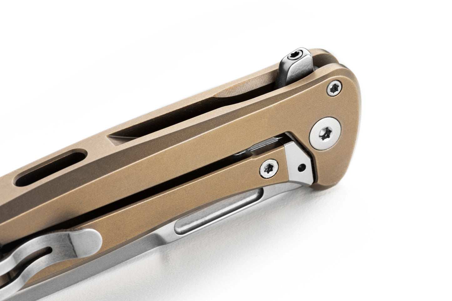LionSteel Emmet 2.83" Magnacut Bronze Titanium Carbon Fiber Integral Folding Knife EM01 BR