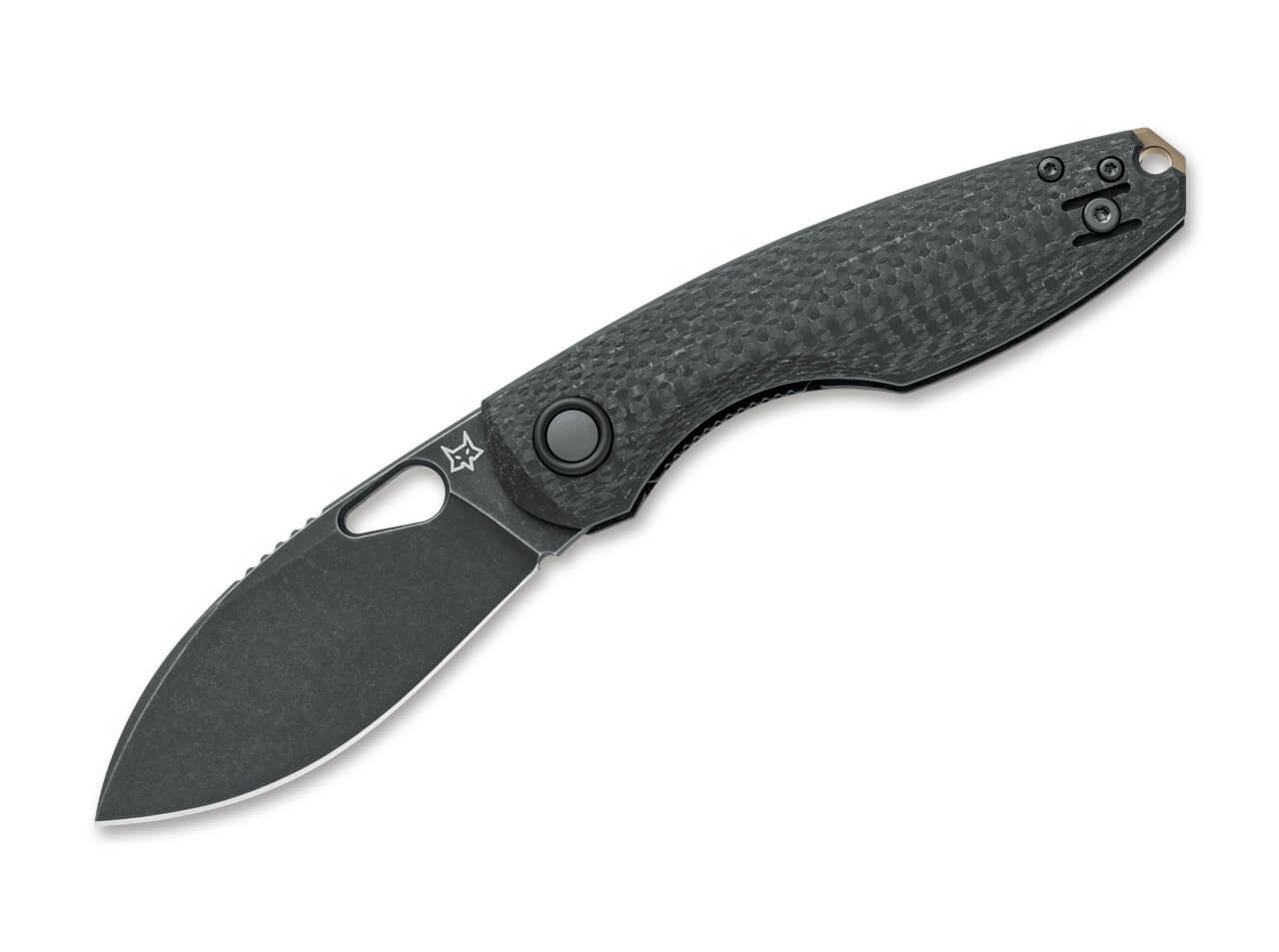 Fox Chilin 3.15" M398 Dark Stonewash Carbon Fiber Folding Knife by Jesper Voxnaes FX-530 CFDSW